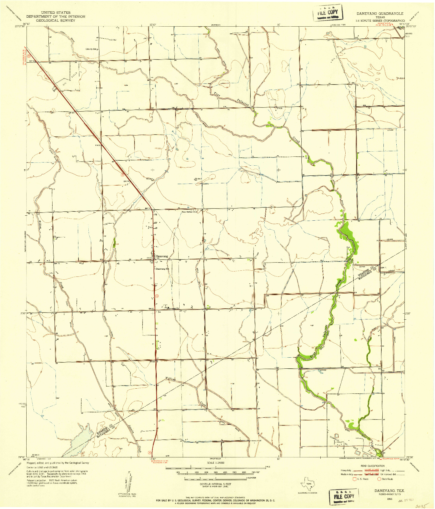 USGS 1:24000-SCALE QUADRANGLE FOR DANEVANG, TX 1951