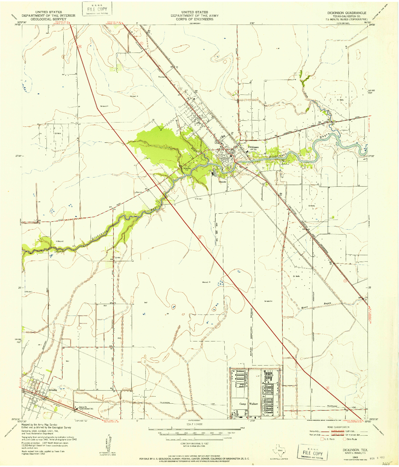 USGS 1:24000-SCALE QUADRANGLE FOR DICKINSON, TX 1943