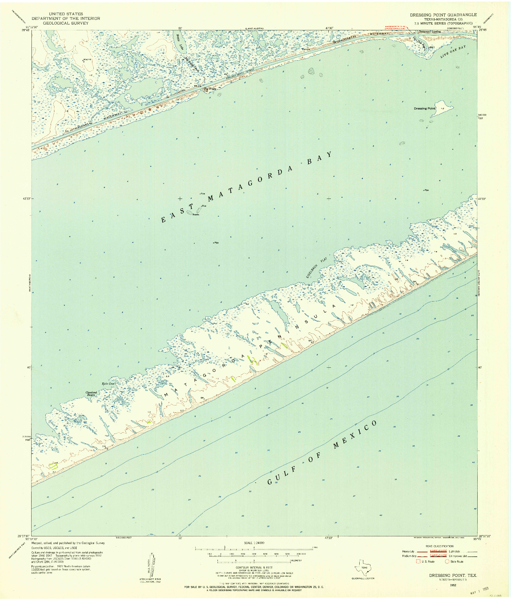 USGS 1:24000-SCALE QUADRANGLE FOR DRESSING POINT, TX 1952