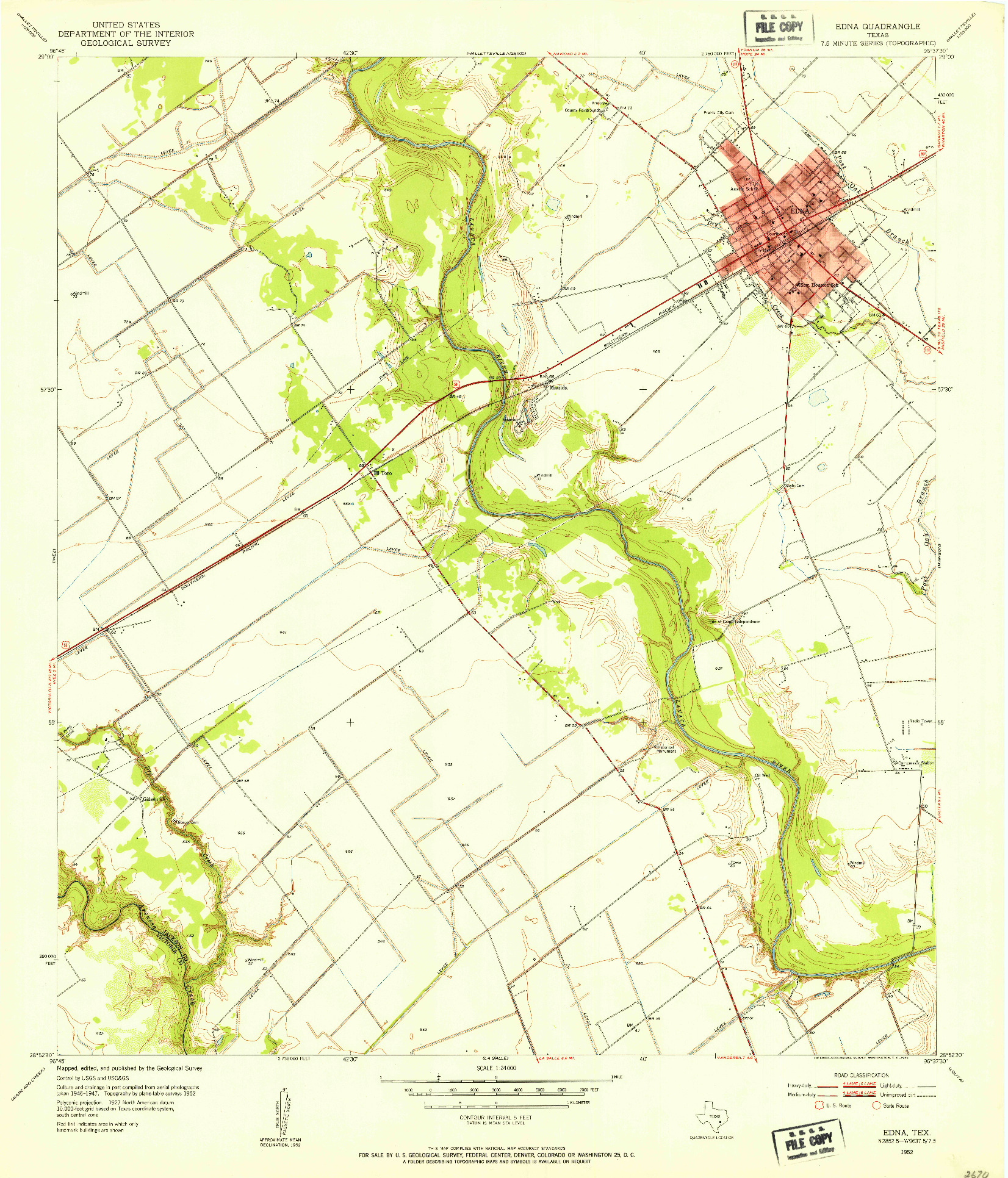 USGS 1:24000-SCALE QUADRANGLE FOR EDNA, TX 1952