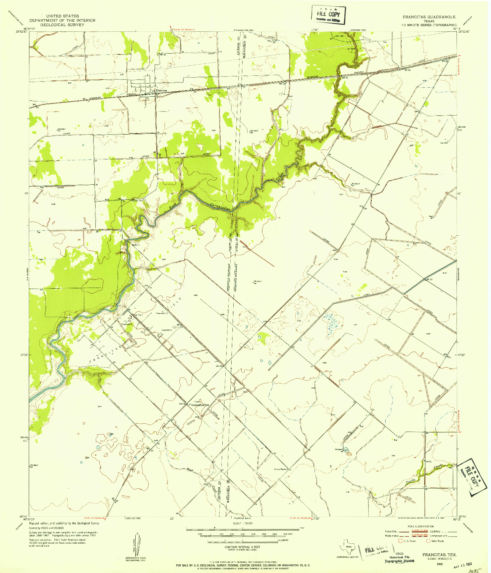 USGS 1:24000-SCALE QUADRANGLE FOR FRANCITAS, TX 1952