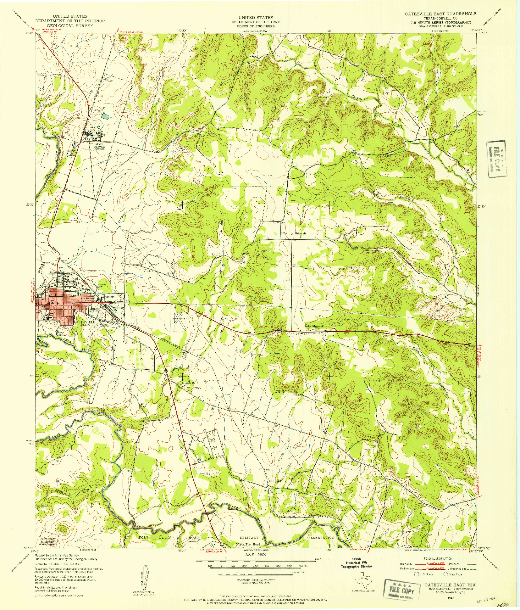 USGS 1:24000-SCALE QUADRANGLE FOR GATESVILLE EAST, TX 1947