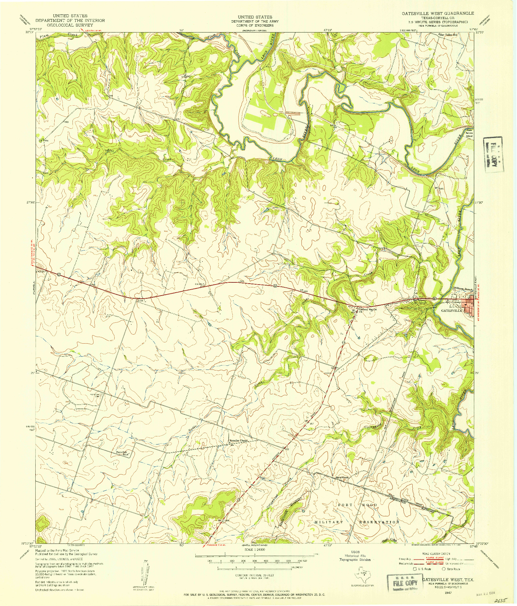 USGS 1:24000-SCALE QUADRANGLE FOR GATESVILLE WEST, TX 1947