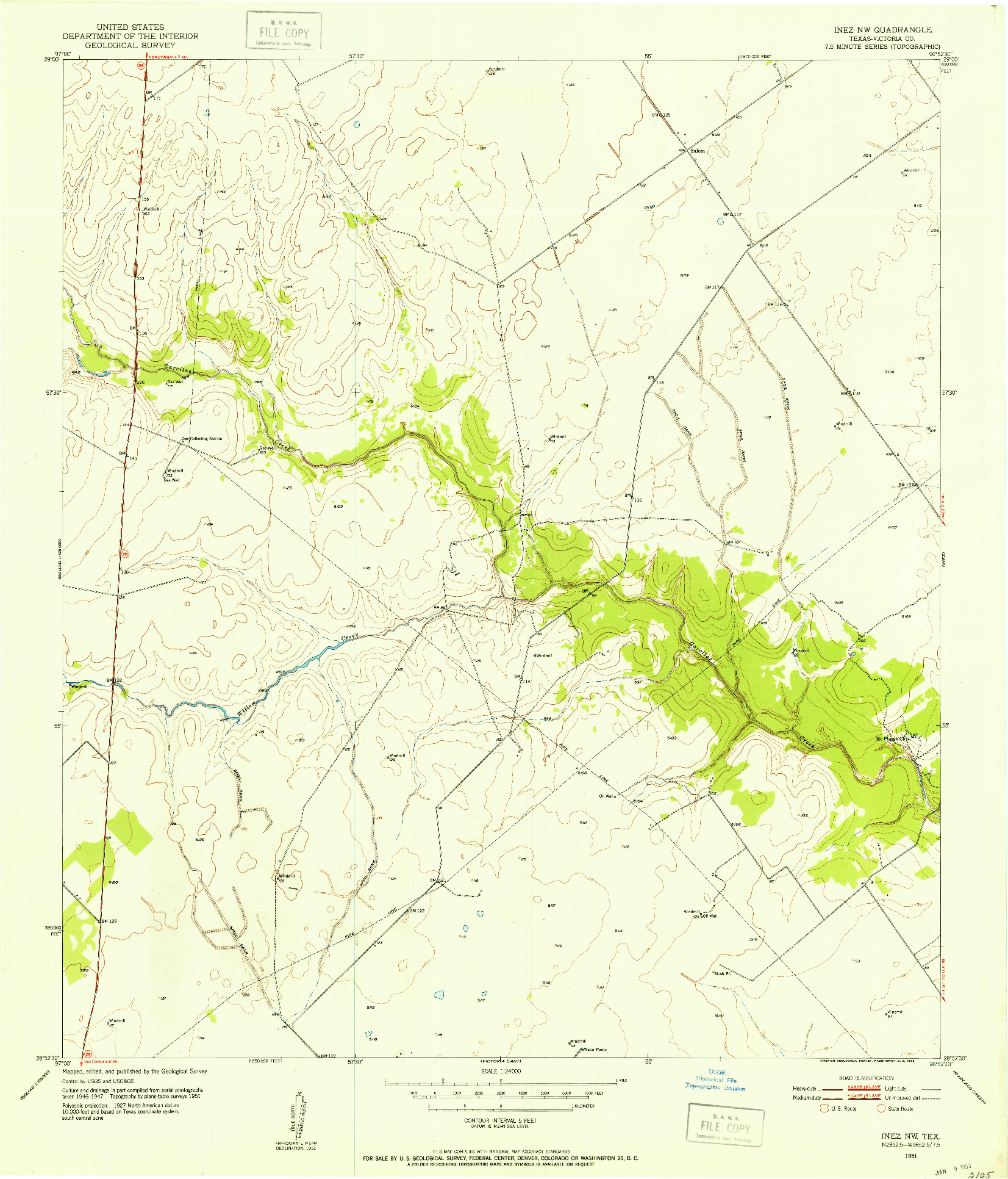 USGS 1:24000-SCALE QUADRANGLE FOR INEZ NW, TX 1951