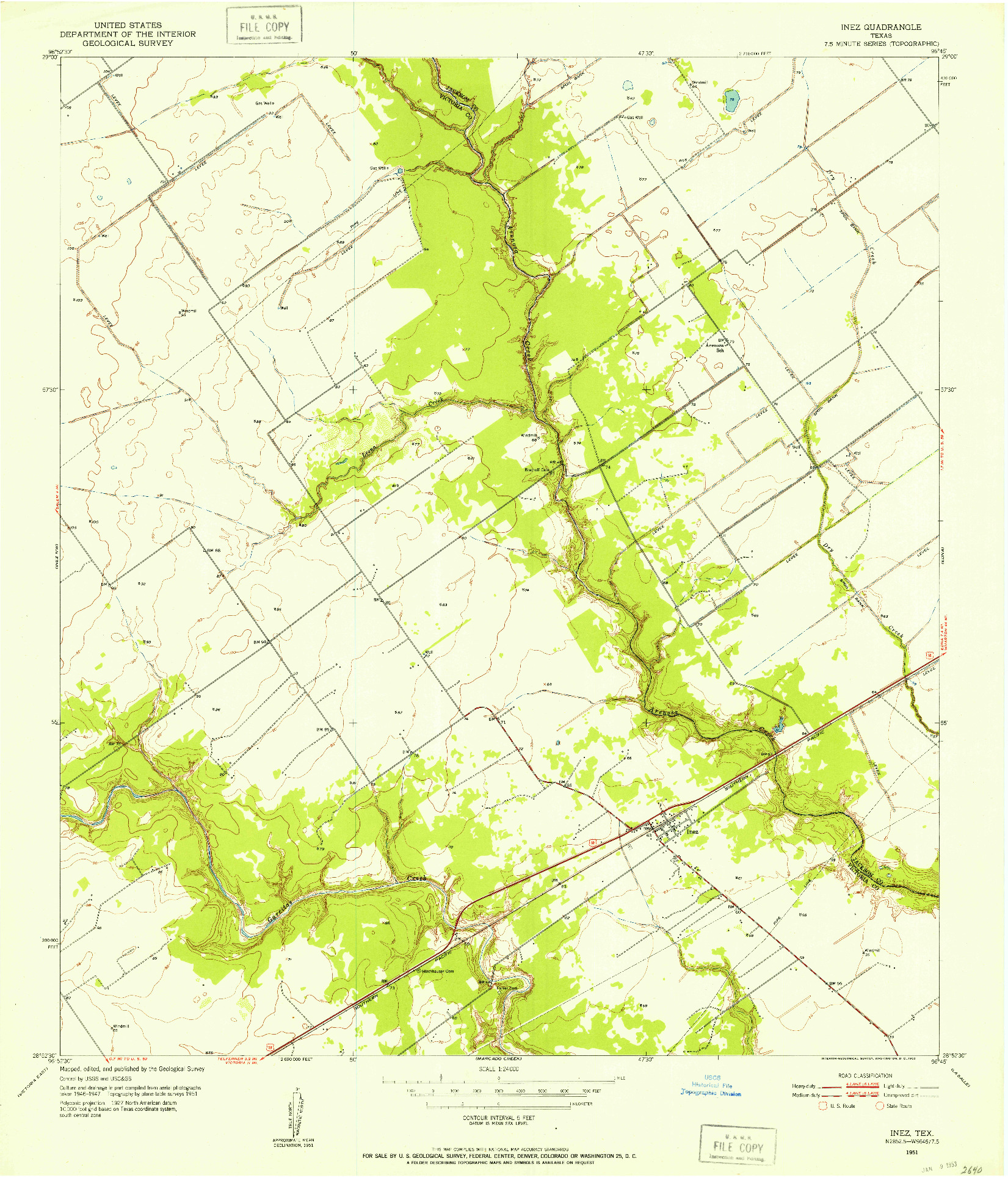 USGS 1:24000-SCALE QUADRANGLE FOR INEZ, TX 1951