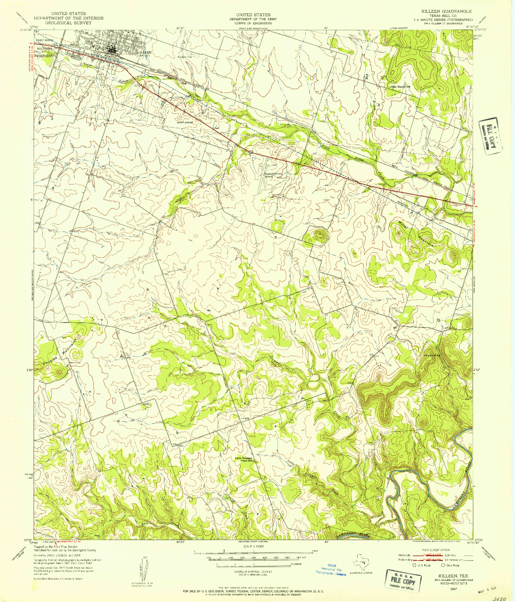 USGS 1:24000-SCALE QUADRANGLE FOR KILLEEN, TX 1947