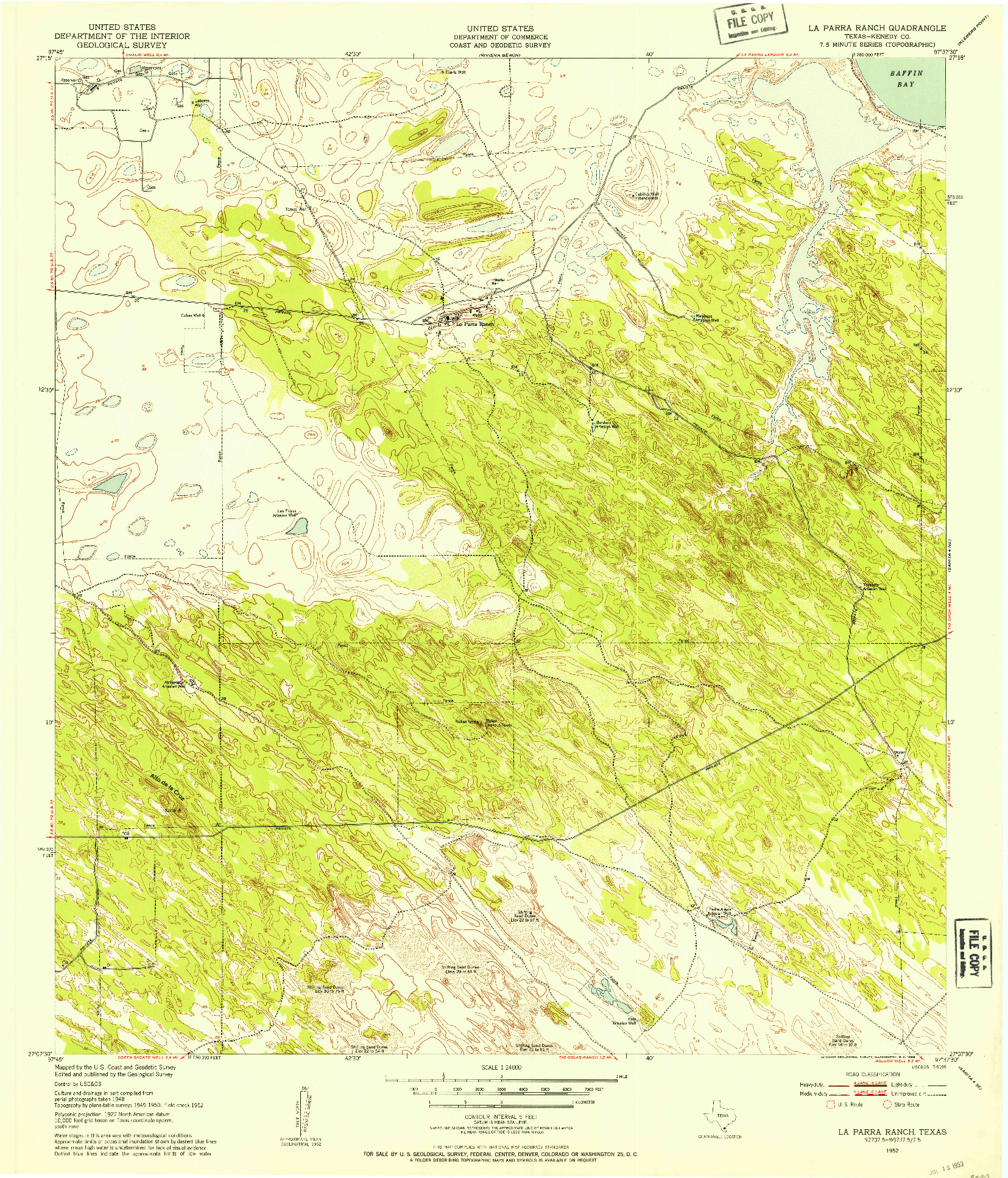 USGS 1:24000-SCALE QUADRANGLE FOR LA PARRA RANCH, TX 1952