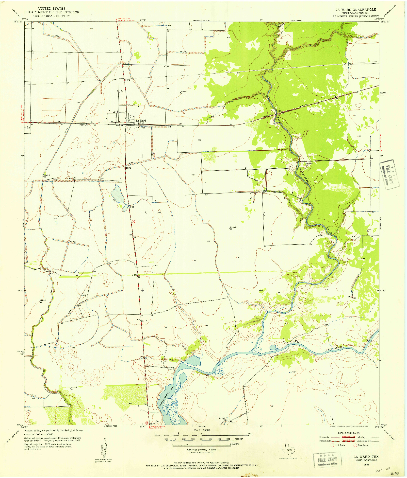 USGS 1:24000-SCALE QUADRANGLE FOR LA WARD, TX 1952