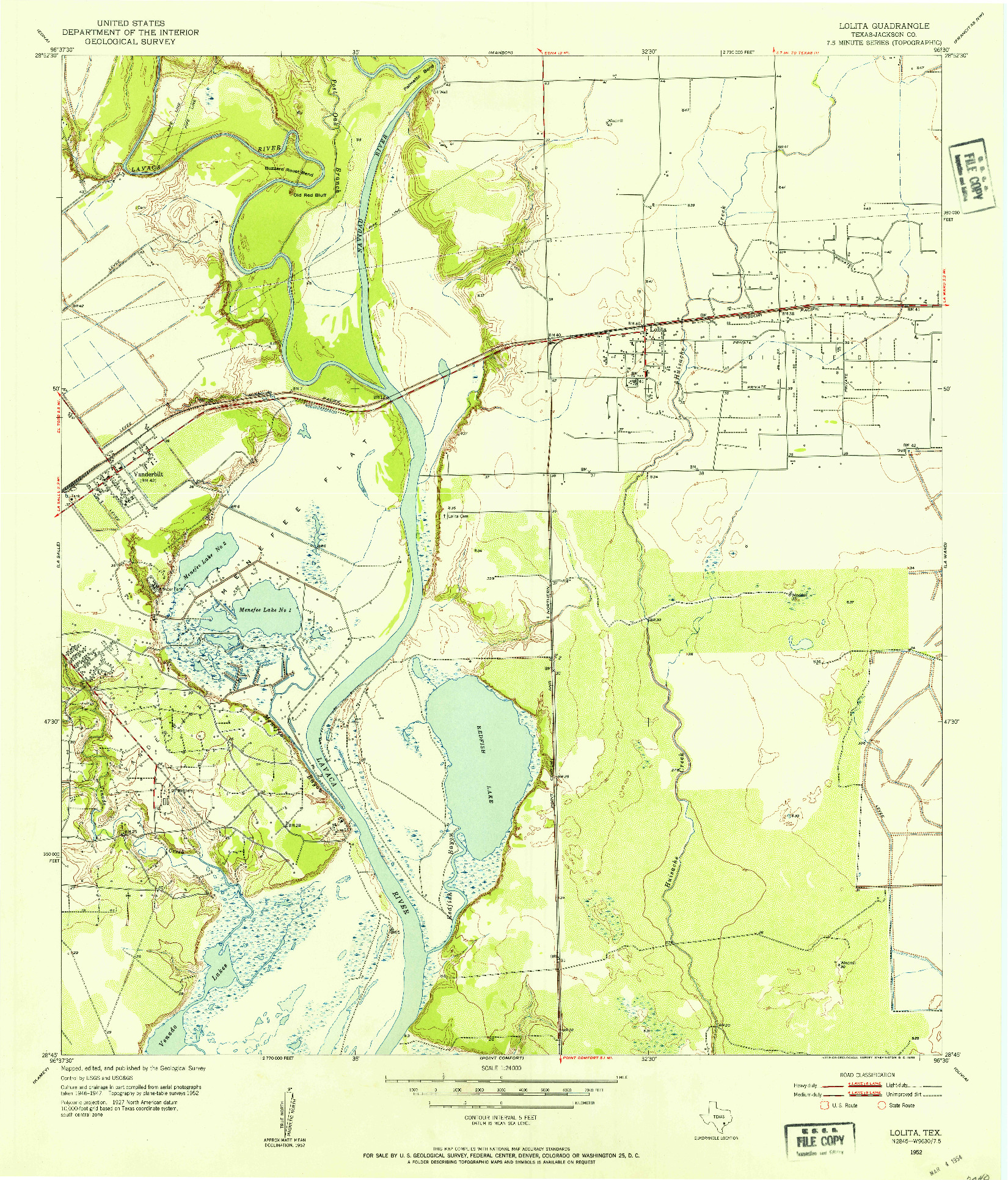 USGS 1:24000-SCALE QUADRANGLE FOR LOLITA, TX 1952