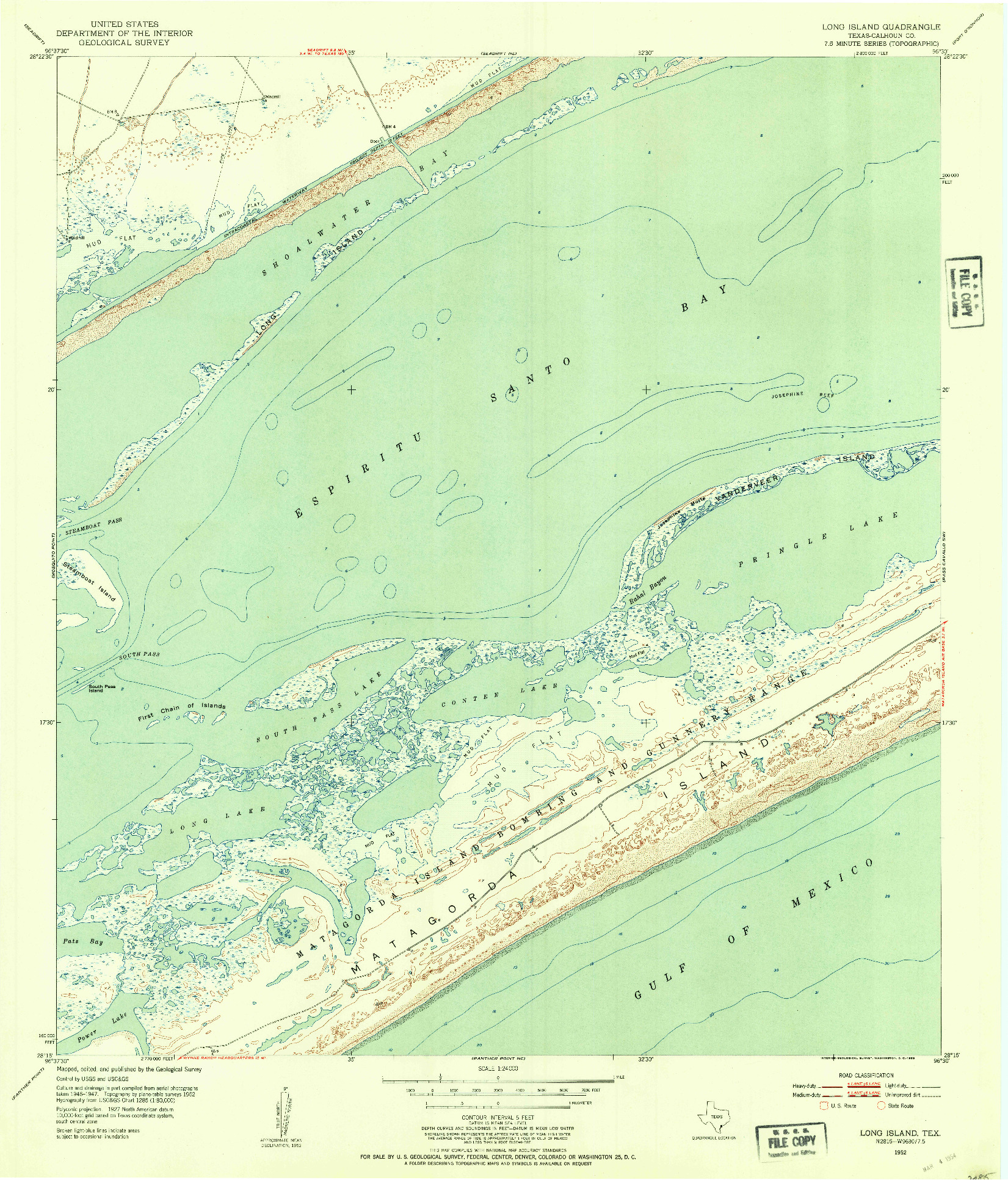 USGS 1:24000-SCALE QUADRANGLE FOR LONG ISLAND, TX 1952