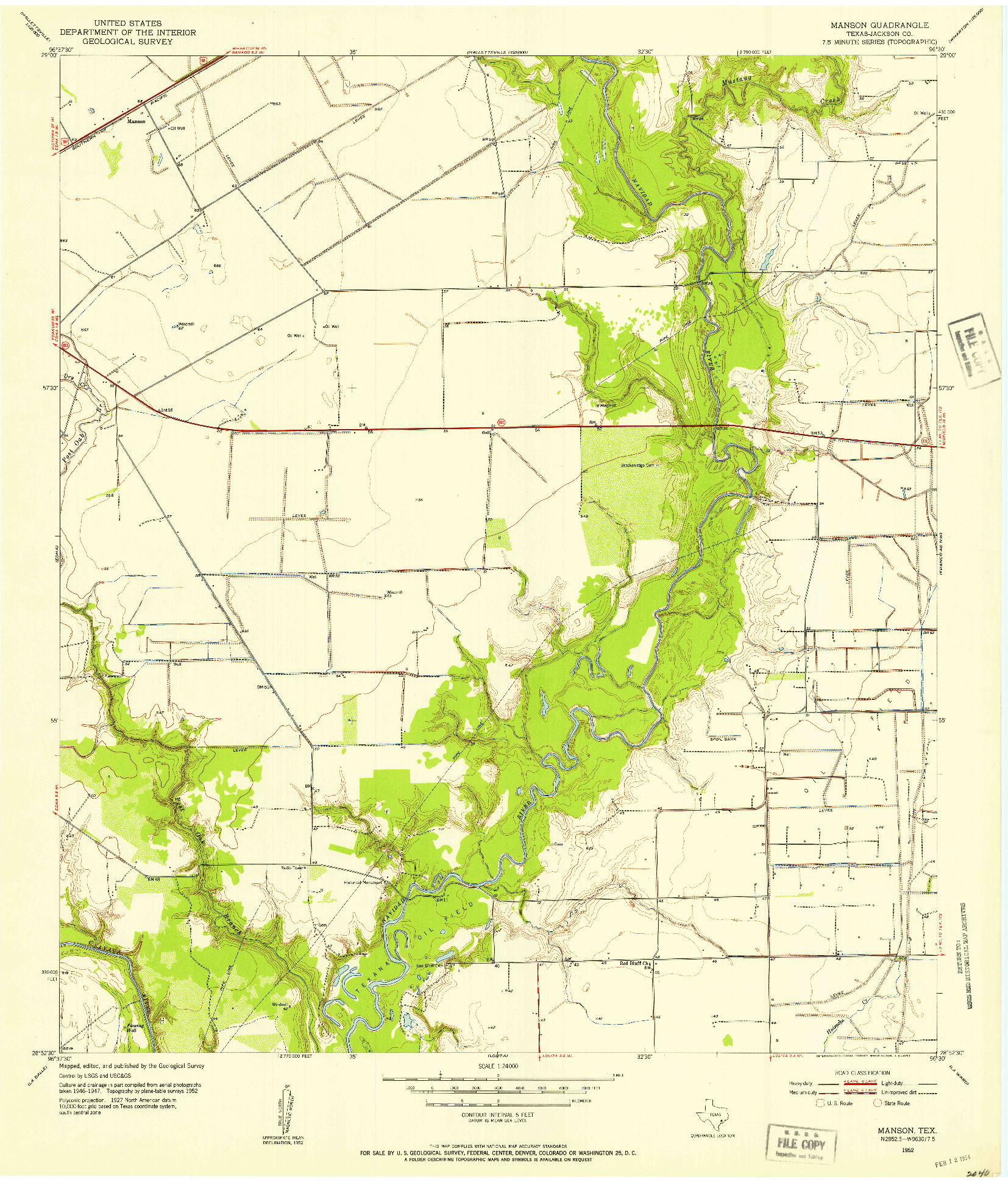 USGS 1:24000-SCALE QUADRANGLE FOR MANSON, TX 1952