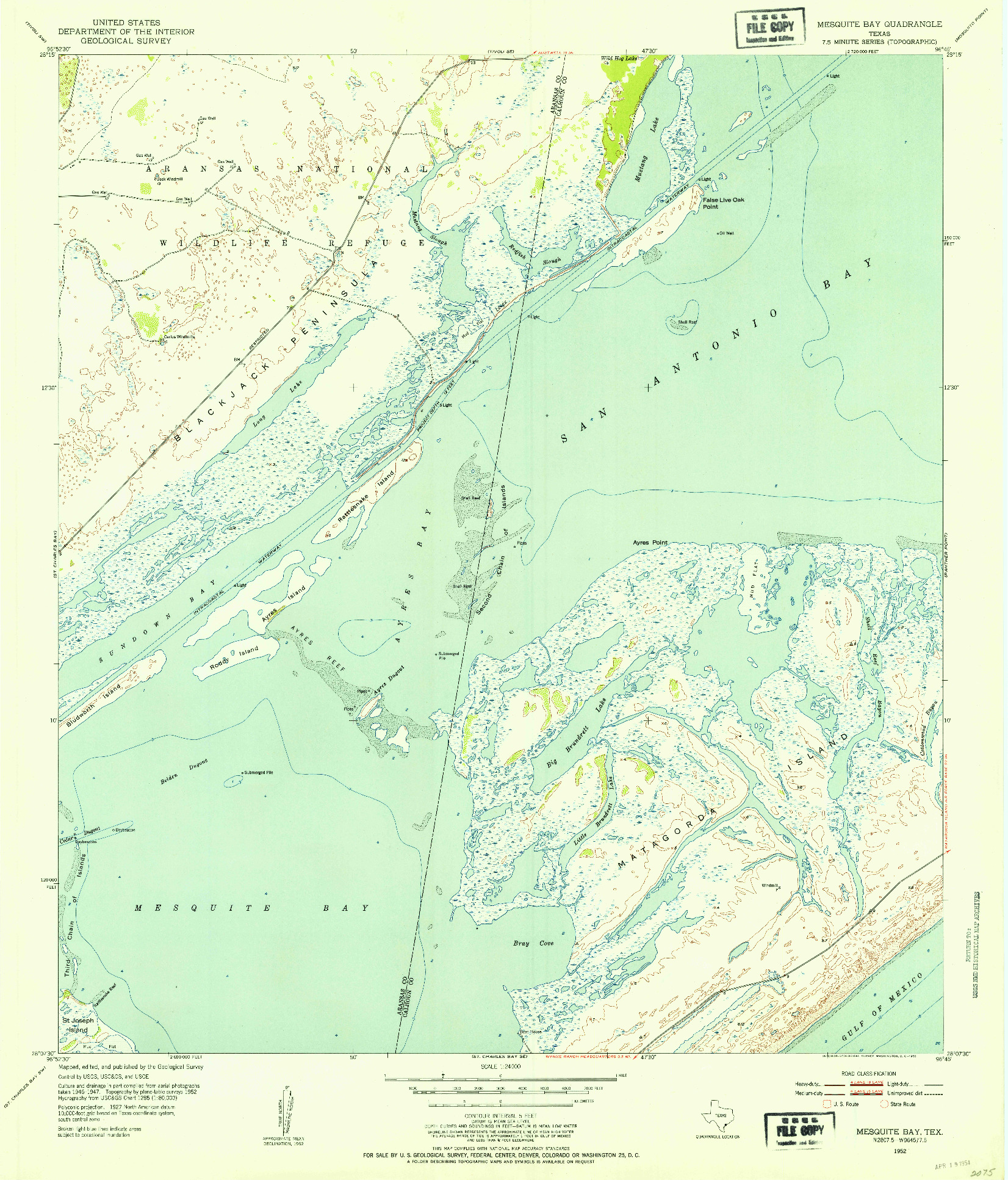 USGS 1:24000-SCALE QUADRANGLE FOR MESQUITE BAY, TX 1952