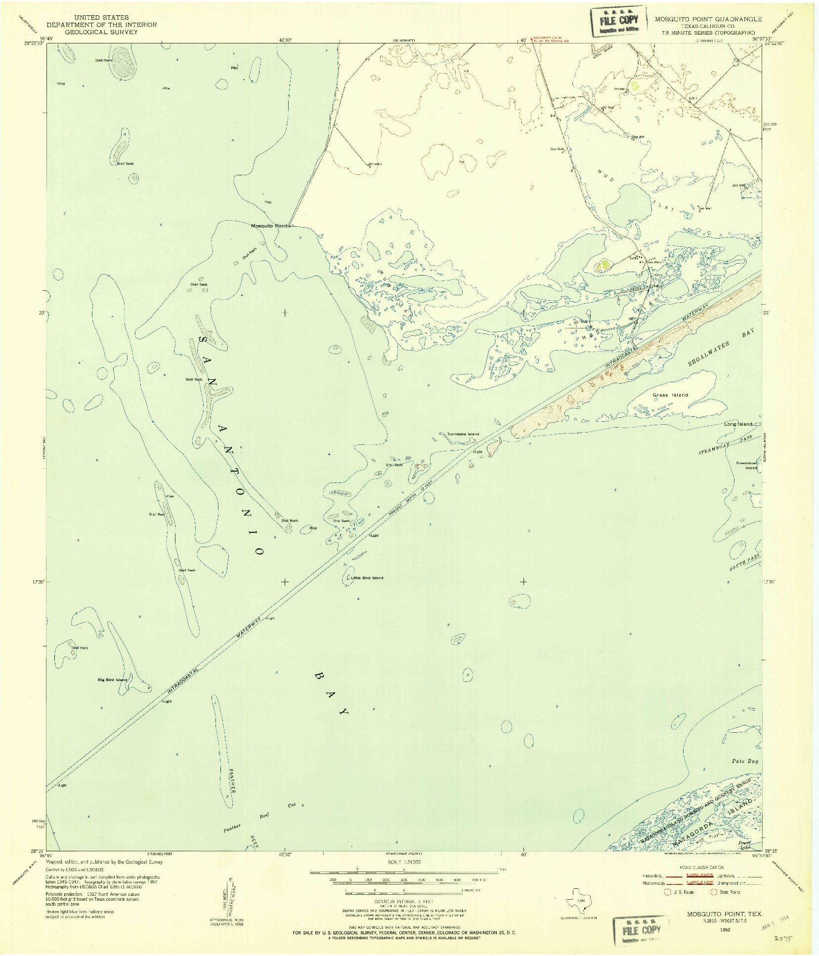 USGS 1:24000-SCALE QUADRANGLE FOR MOSQUITO POINT, TX 1952