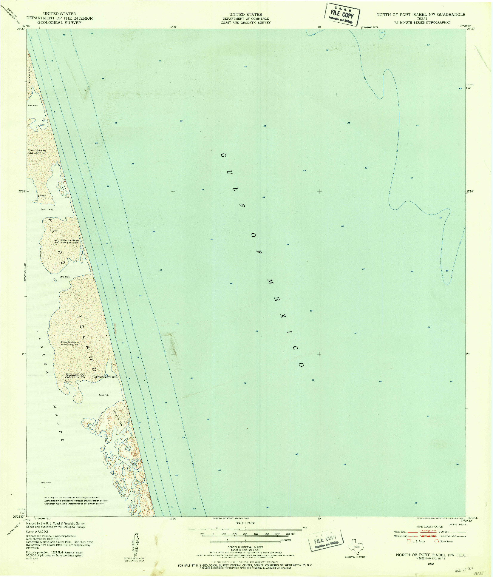 USGS 1:24000-SCALE QUADRANGLE FOR NORTH OF PORT ISABEL NW, TX 1952