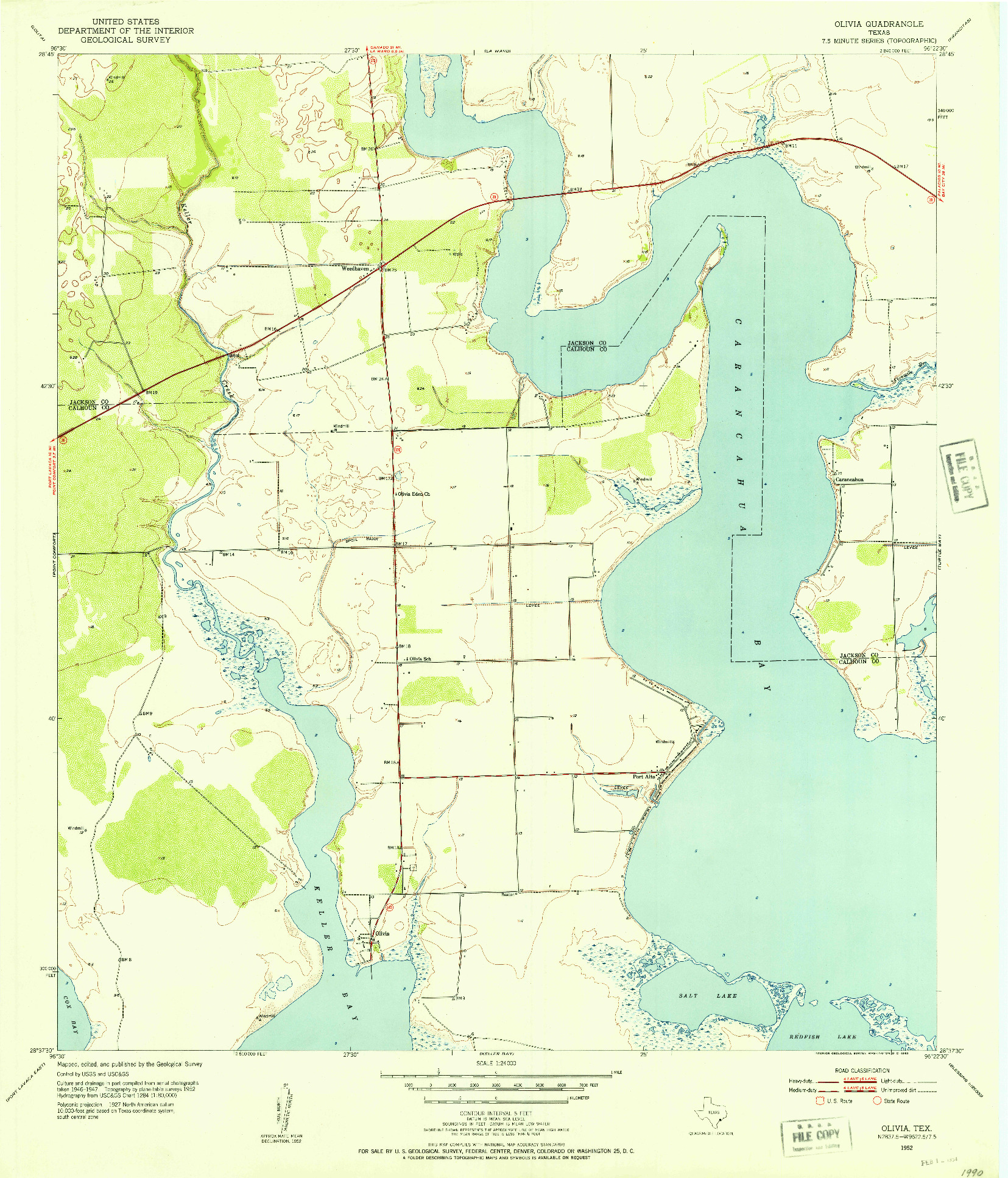 USGS 1:24000-SCALE QUADRANGLE FOR OLIVIA, TX 1952