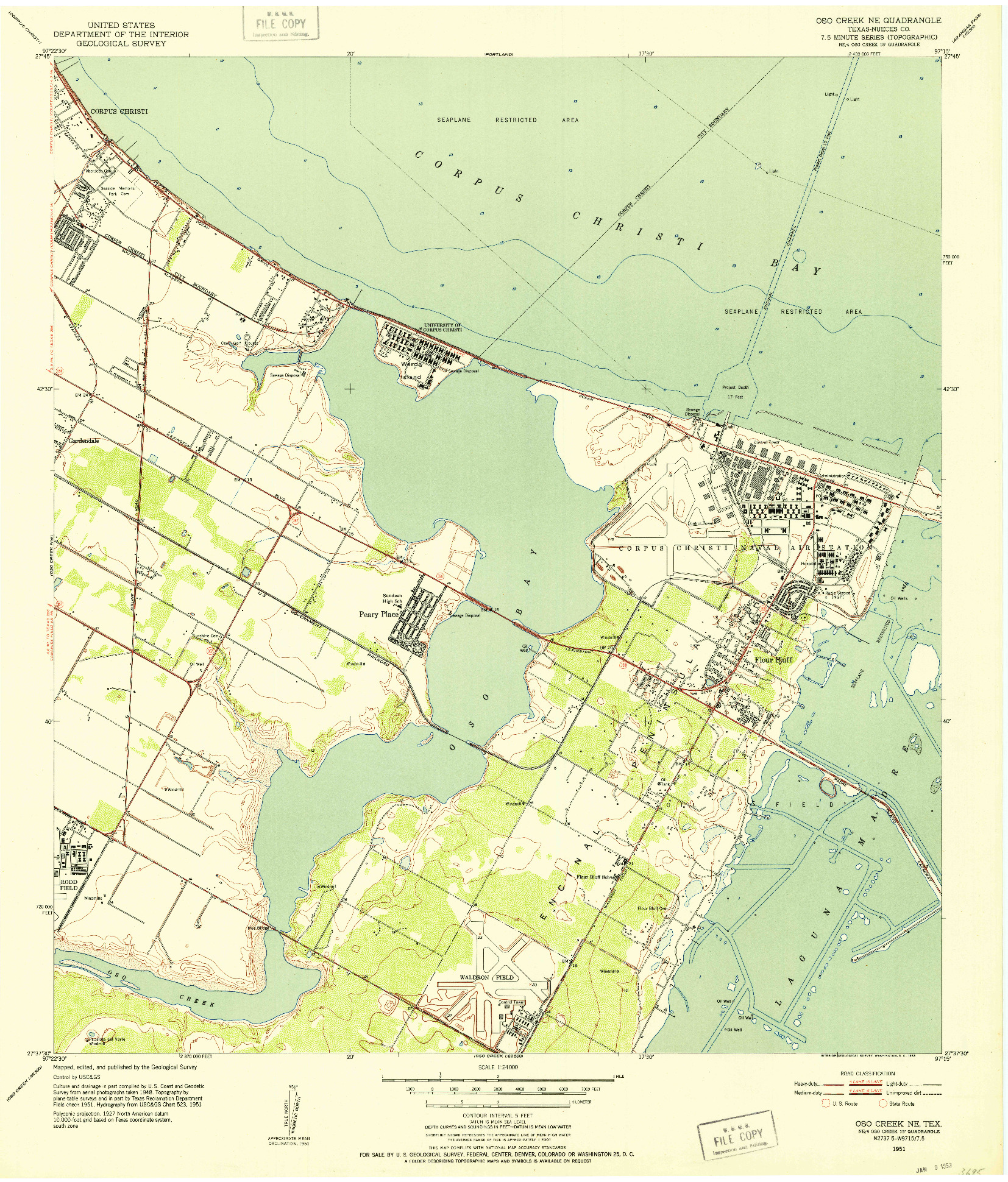 USGS 1:24000-SCALE QUADRANGLE FOR OSO CREEK NE, TX 1951