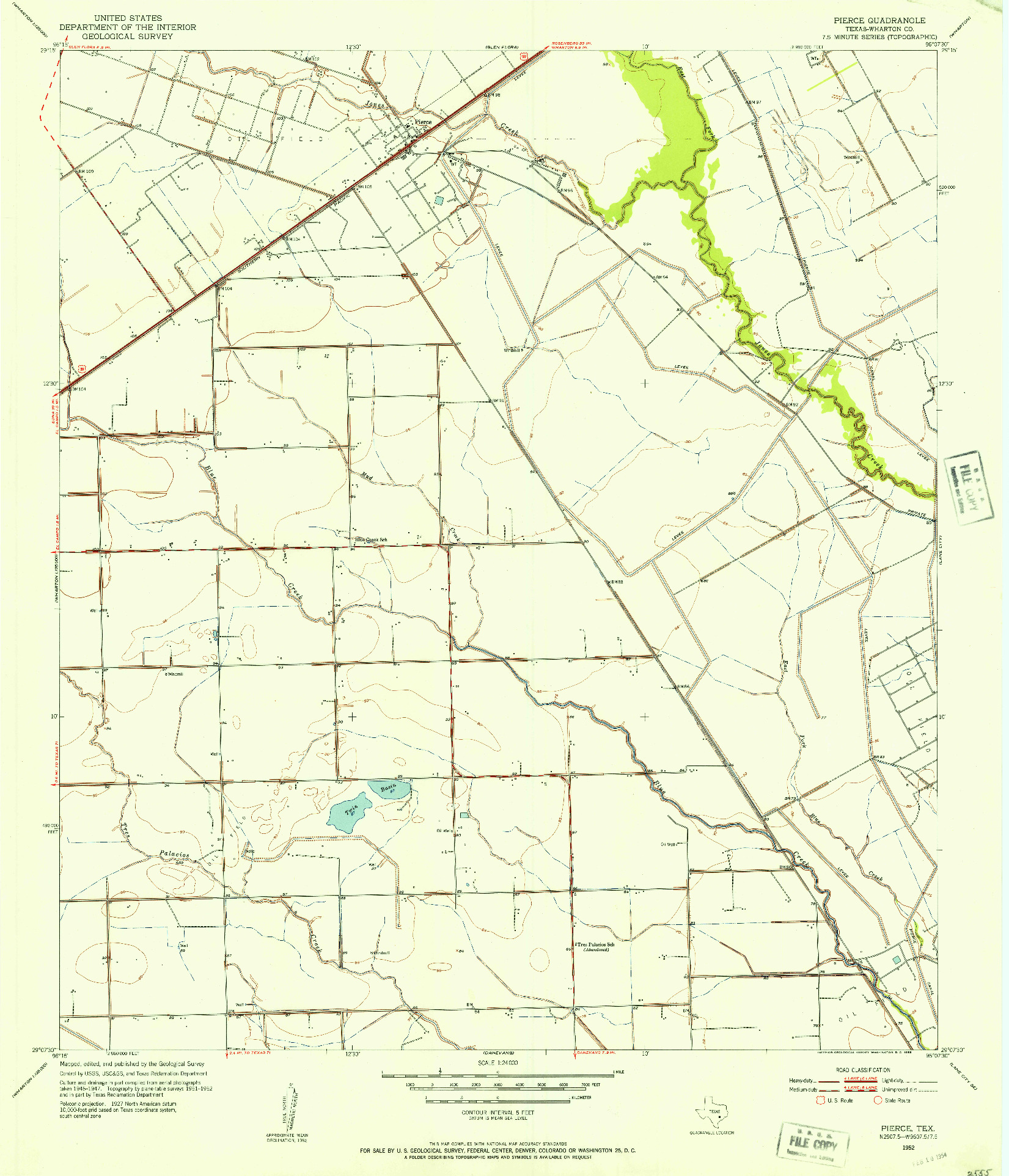 USGS 1:24000-SCALE QUADRANGLE FOR PIERCE, TX 1952