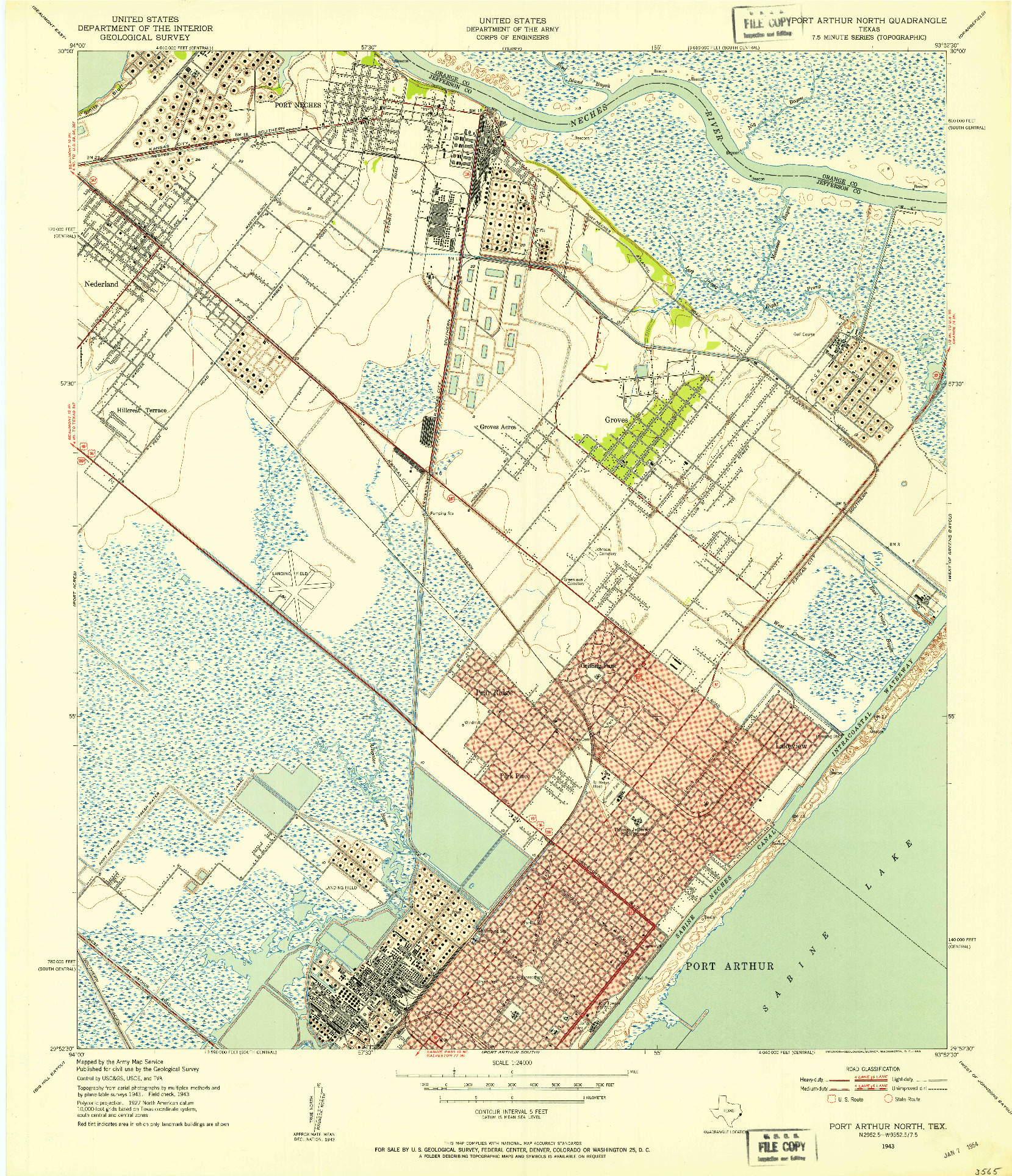 USGS 1:24000-SCALE QUADRANGLE FOR PORT ARTHUR NORTH, TX 1943