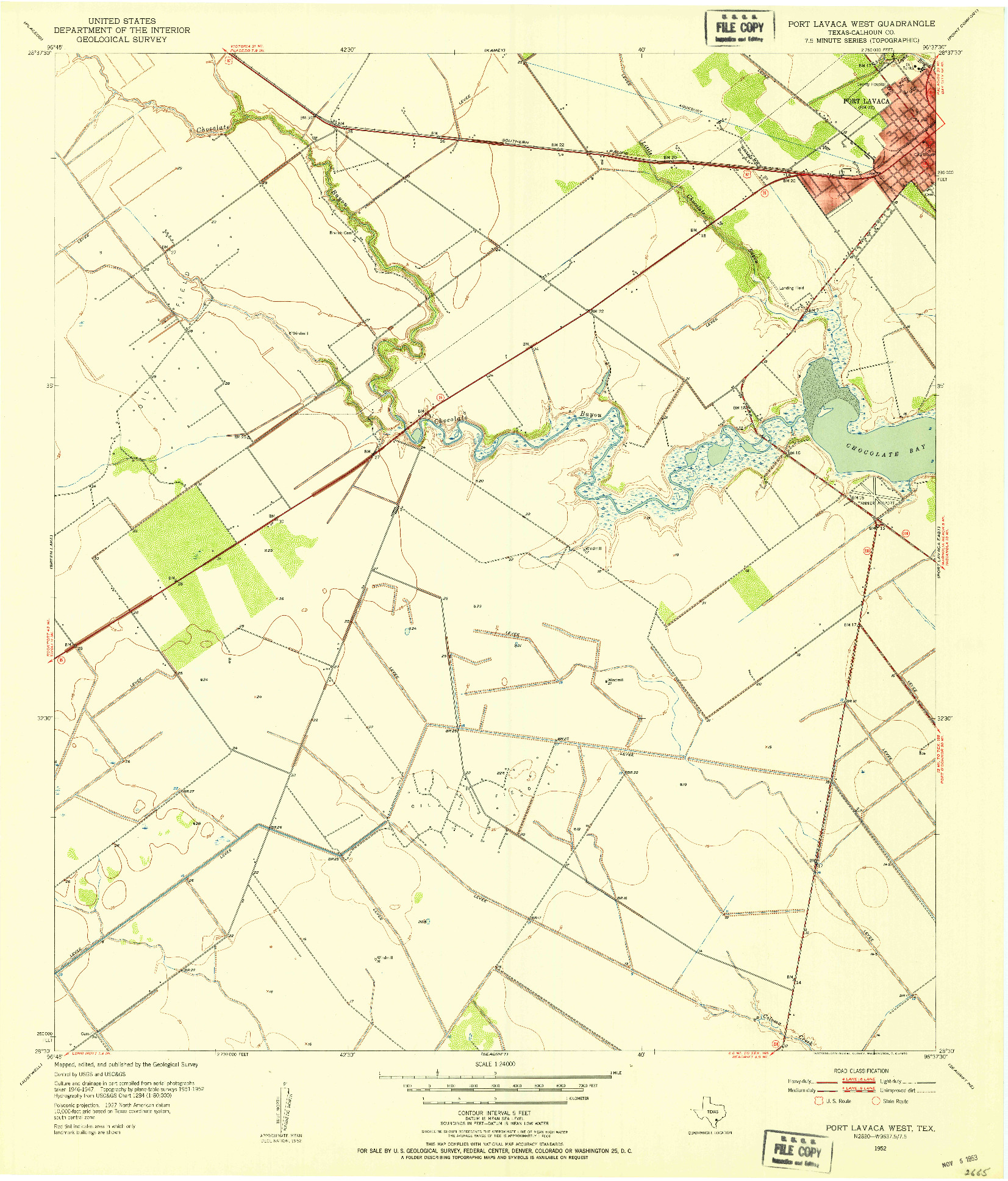USGS 1:24000-SCALE QUADRANGLE FOR PORT LAVACA WEST, TX 1952