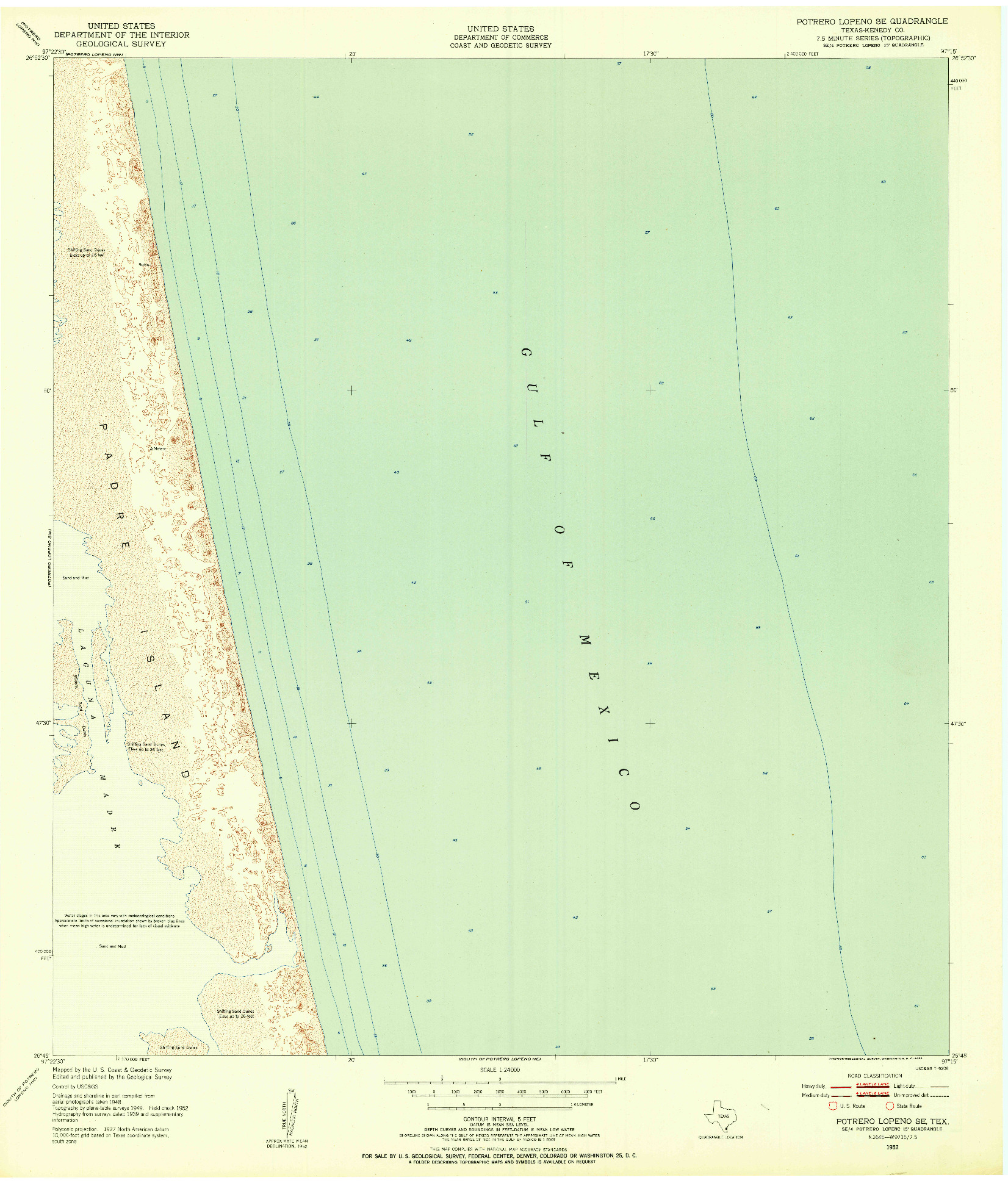 USGS 1:24000-SCALE QUADRANGLE FOR POTRERO LOPENO SE, TX 1952