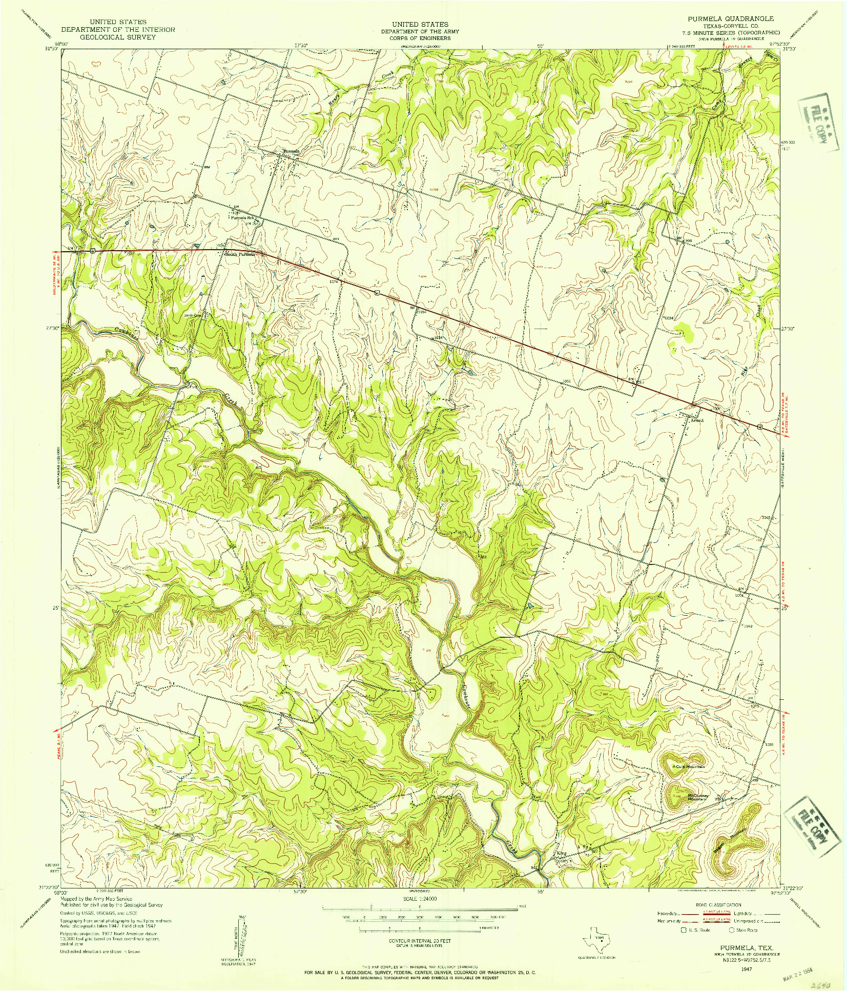 USGS 1:24000-SCALE QUADRANGLE FOR PURMELA, TX 1947