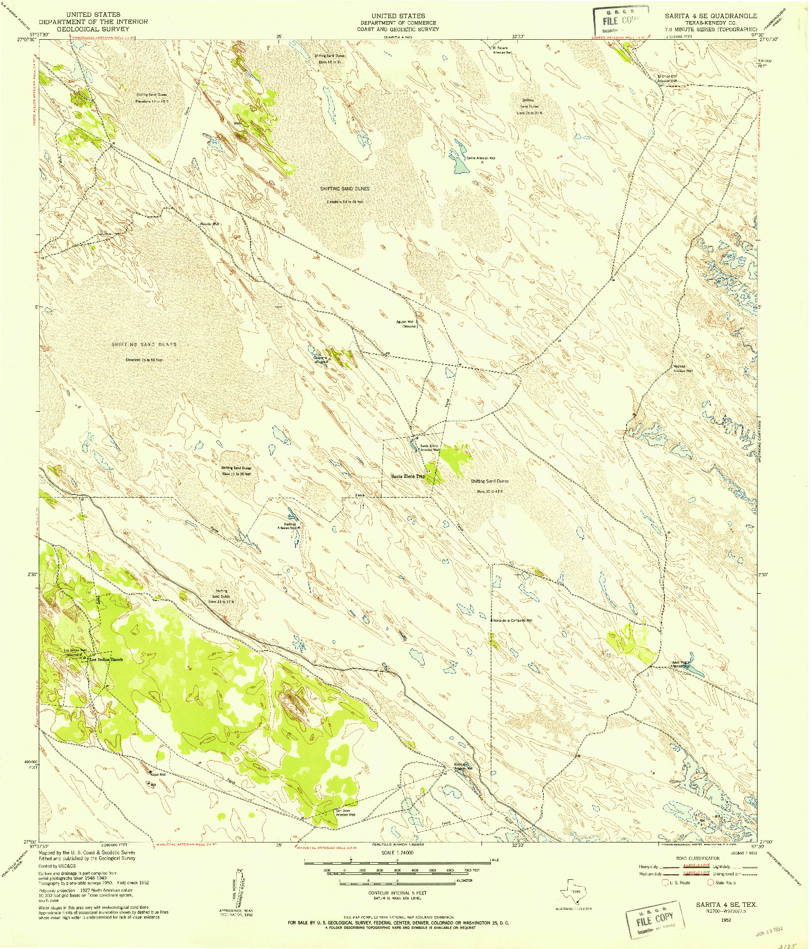 USGS 1:24000-SCALE QUADRANGLE FOR SARITA 4 SE, TX 1952