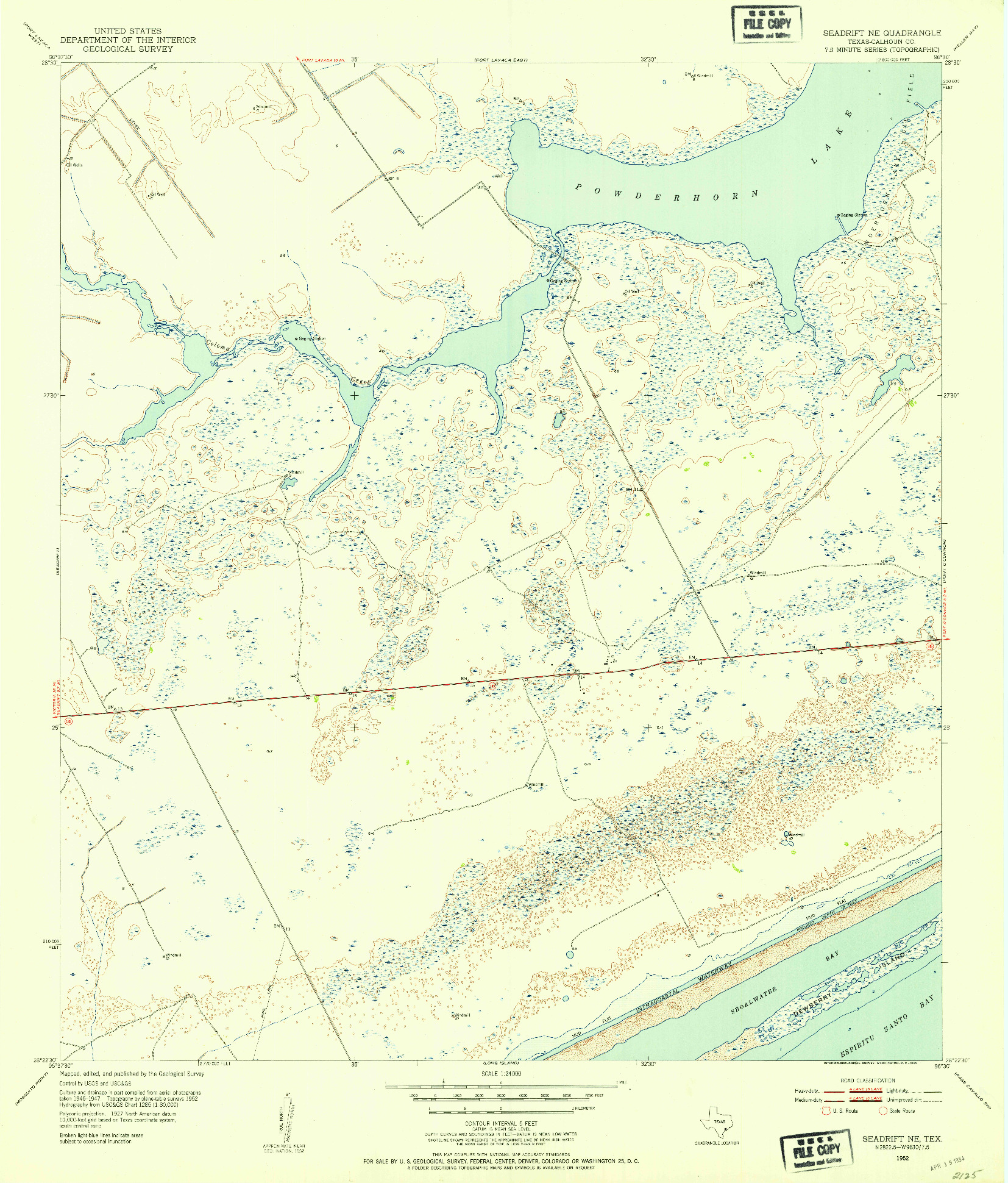 USGS 1:24000-SCALE QUADRANGLE FOR SEADRIFT NE, TX 1952