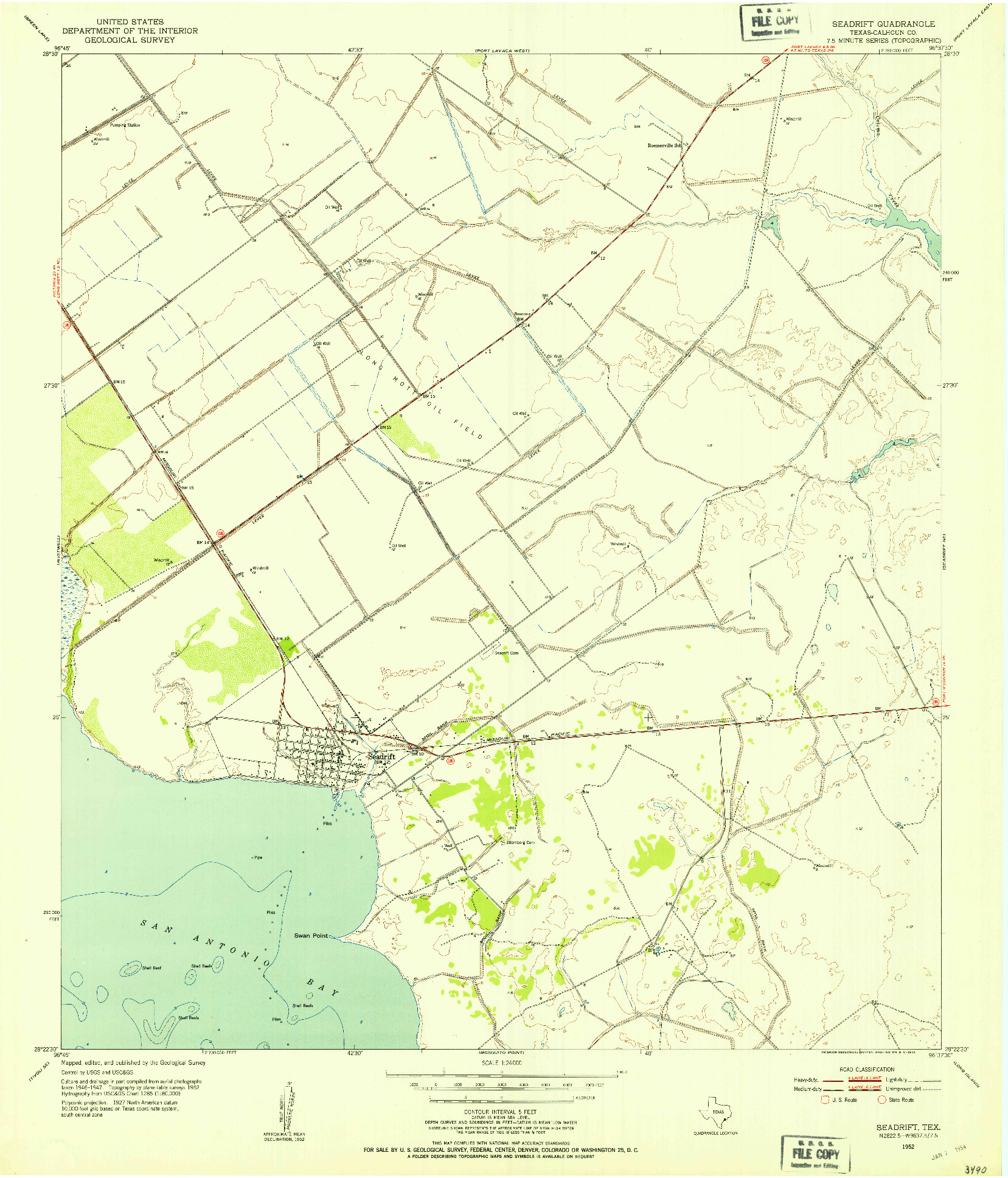 USGS 1:24000-SCALE QUADRANGLE FOR SEADRIFT, TX 1952