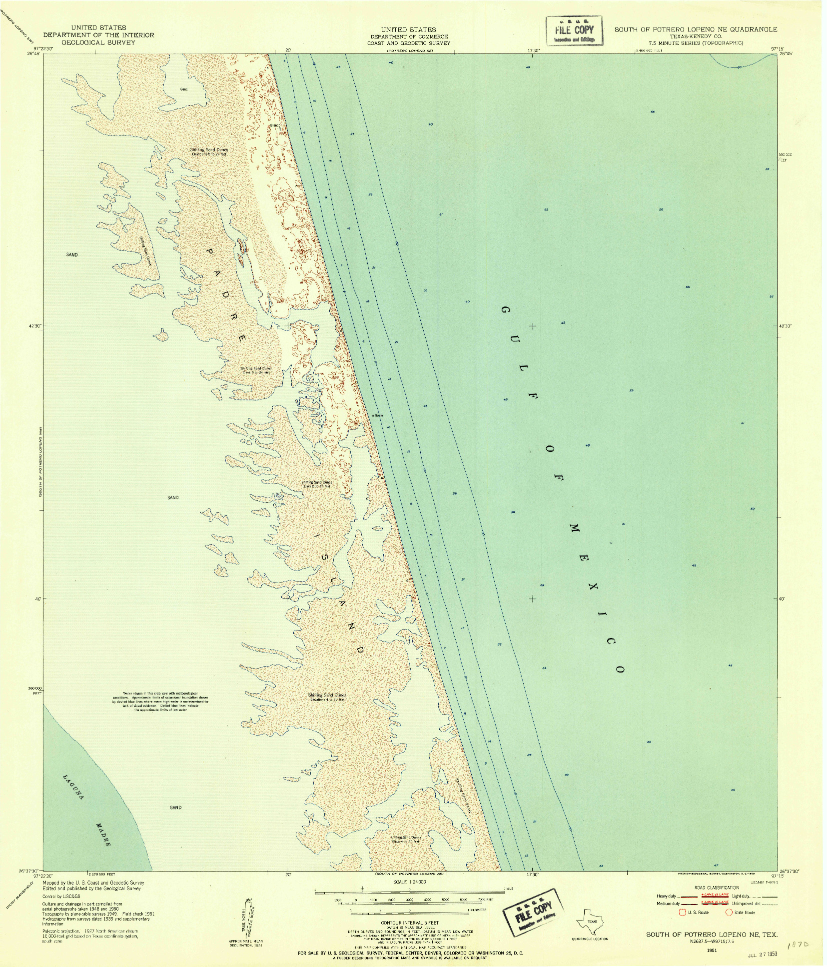 USGS 1:24000-SCALE QUADRANGLE FOR SOUTH OF POTRERO LOPENO NE, TX 1951