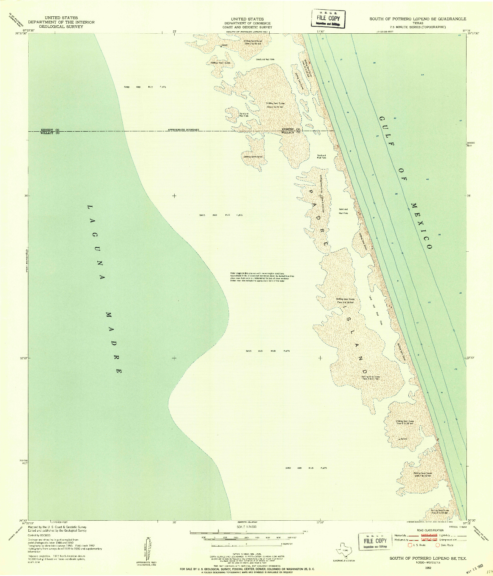 USGS 1:24000-SCALE QUADRANGLE FOR SOUTH OF POTRERO LOPENO SE, TX 1952