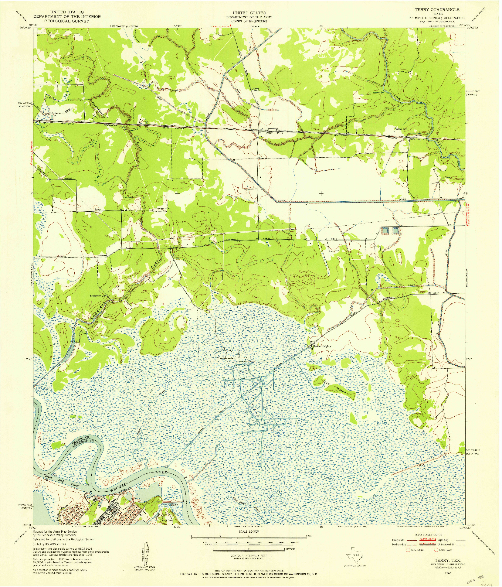 USGS 1:24000-SCALE QUADRANGLE FOR TERRY, TX 1943