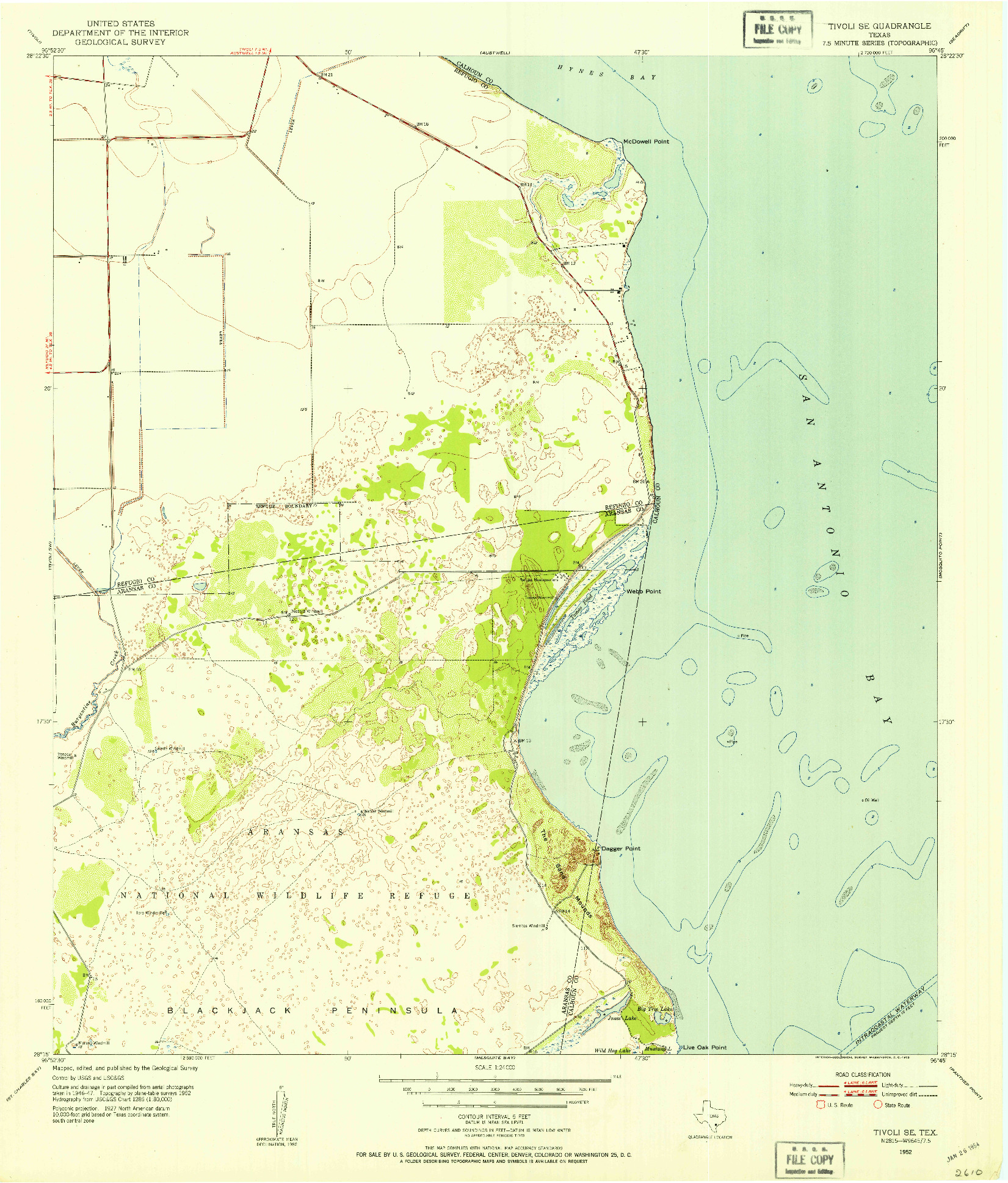 USGS 1:24000-SCALE QUADRANGLE FOR TIVOLI SE, TX 1952