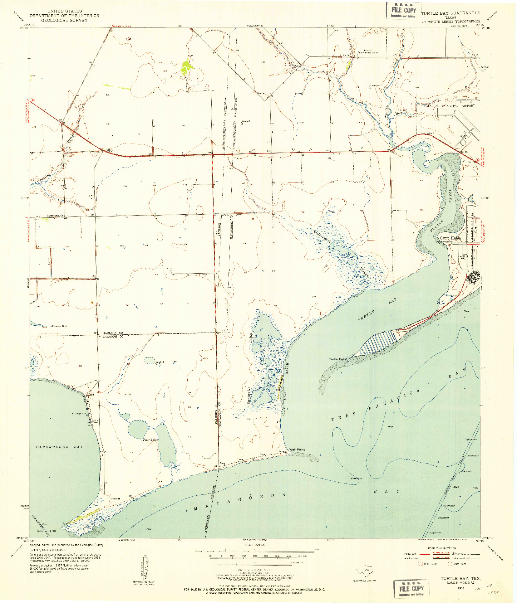 USGS 1:24000-SCALE QUADRANGLE FOR TURTLE BAY, TX 1952