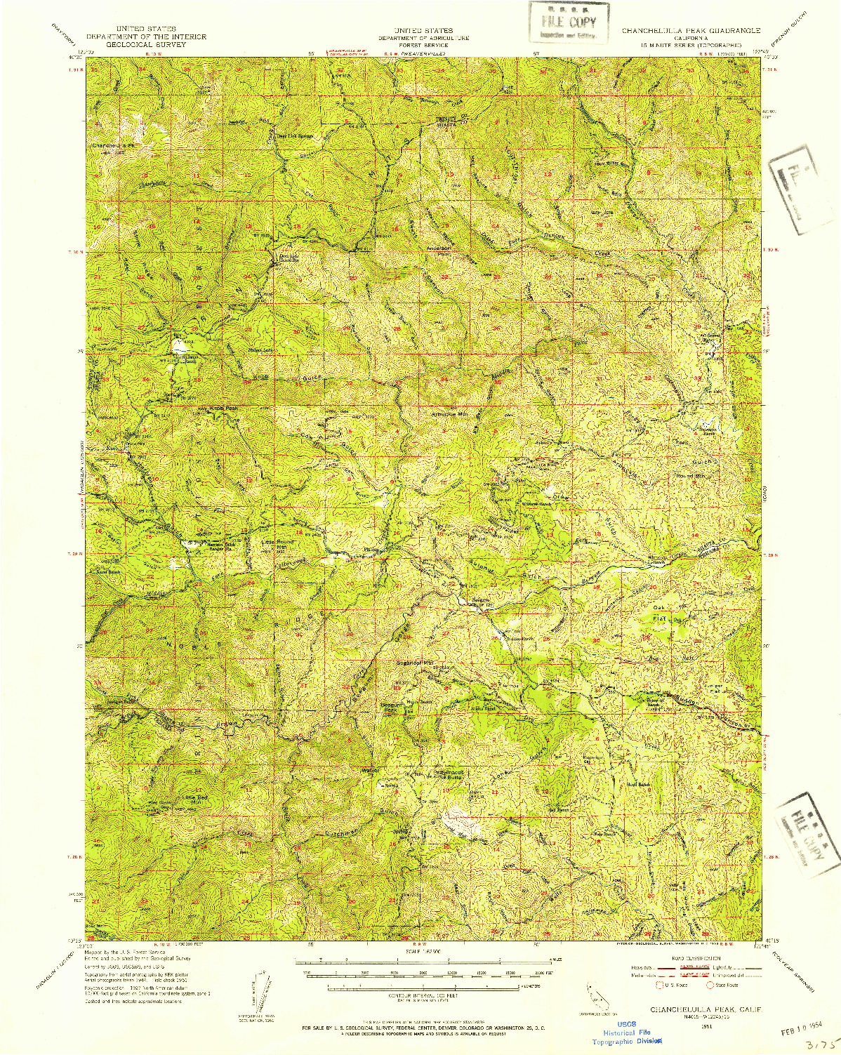 USGS 1:62500-SCALE QUADRANGLE FOR CHANCHELULLA PEAK, CA 1951