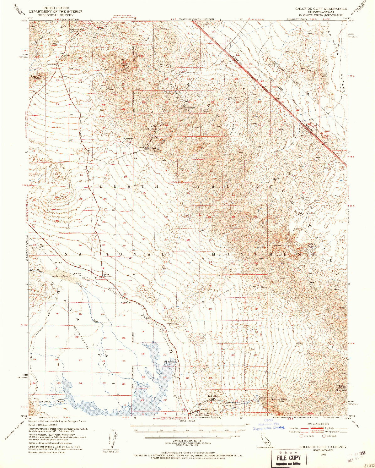 USGS 1:62500-SCALE QUADRANGLE FOR CHLORIDE CLIFF, CA 1952