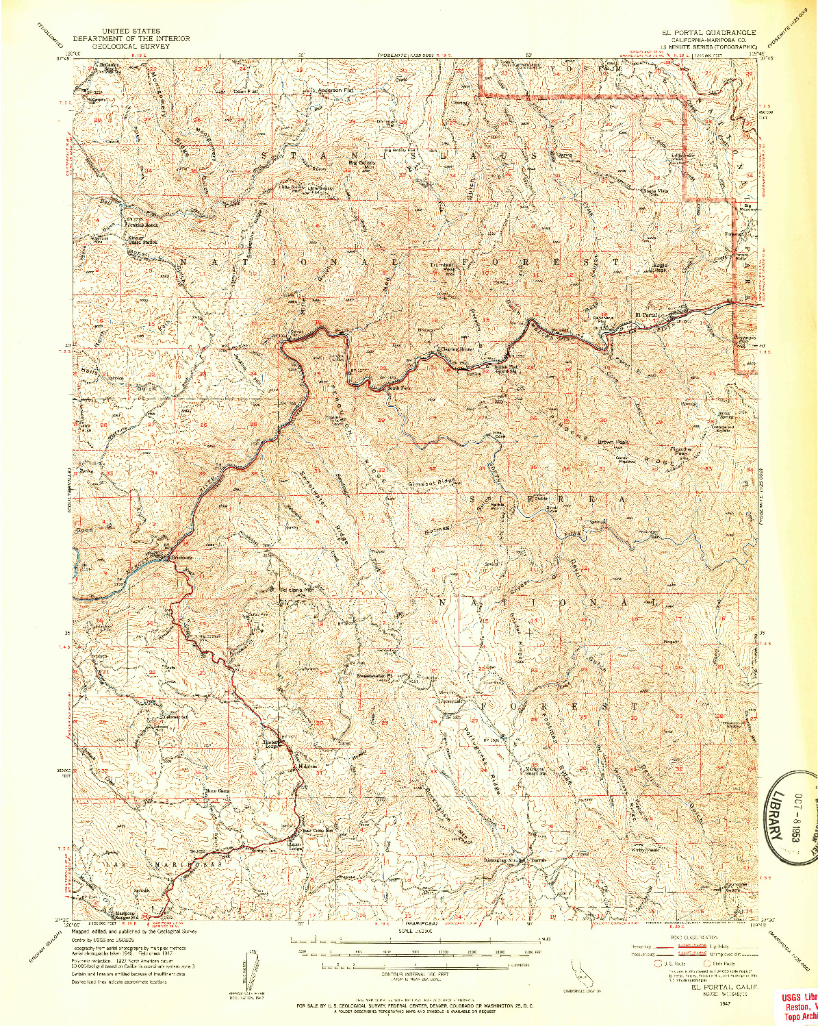 USGS 1:62500-SCALE QUADRANGLE FOR EL PORTAL, CA 1947