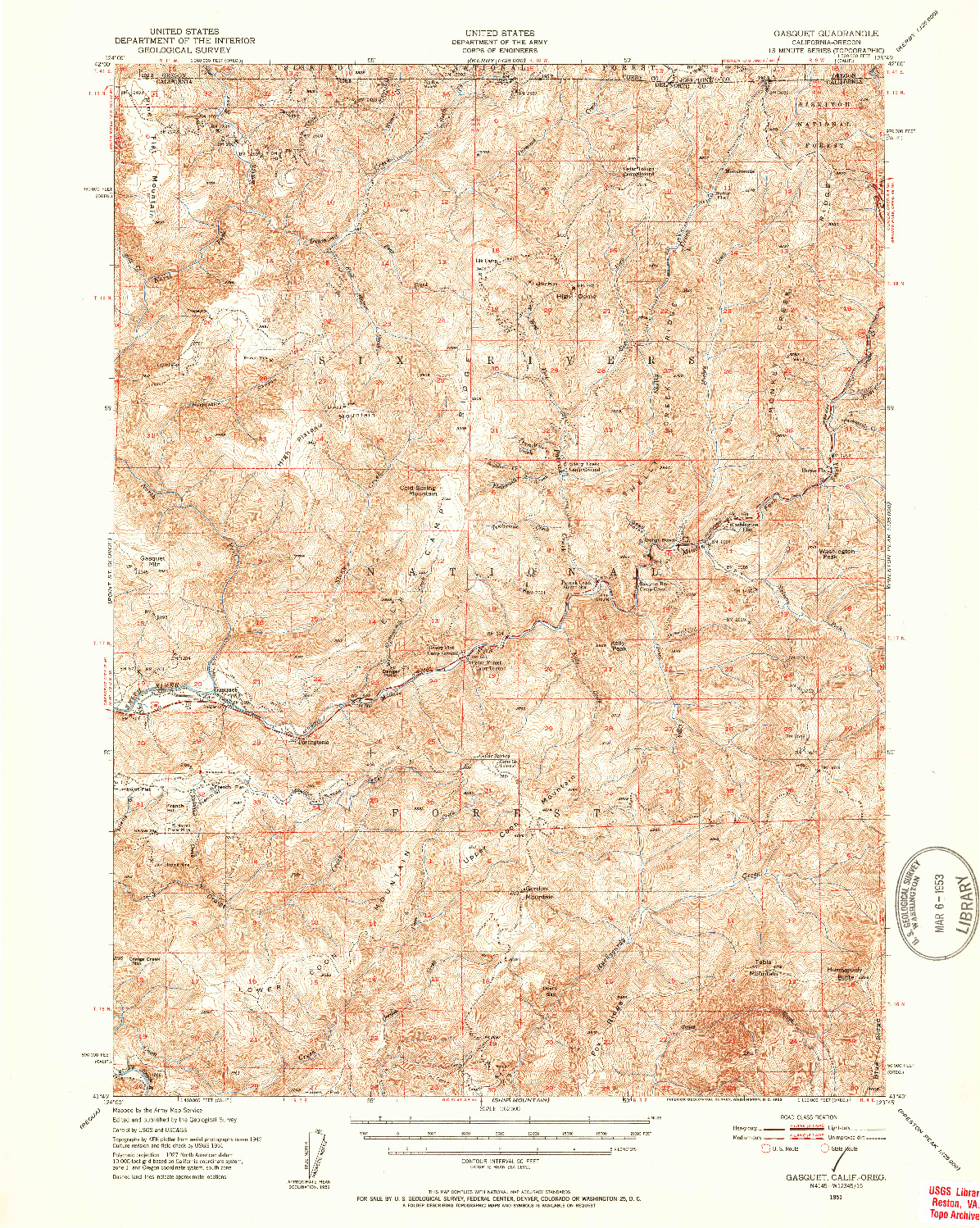 USGS 1:62500-SCALE QUADRANGLE FOR GASQUET, CA 1951