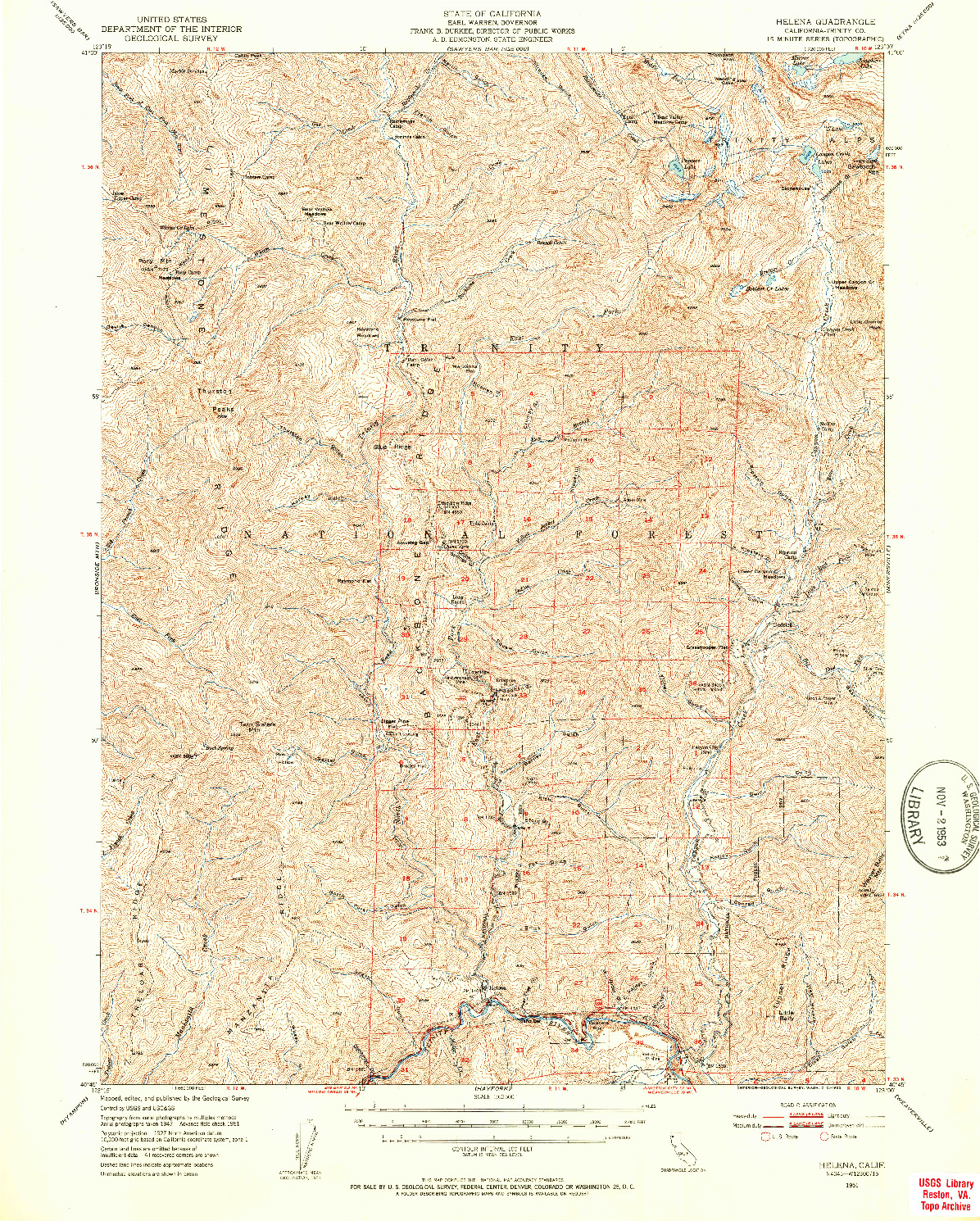 USGS 1:62500-SCALE QUADRANGLE FOR HELENA, CA 1951