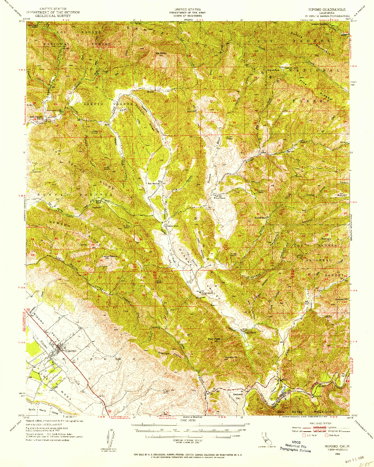 USGS 1:62500-SCALE QUADRANGLE FOR NIPOMO, CA 1952