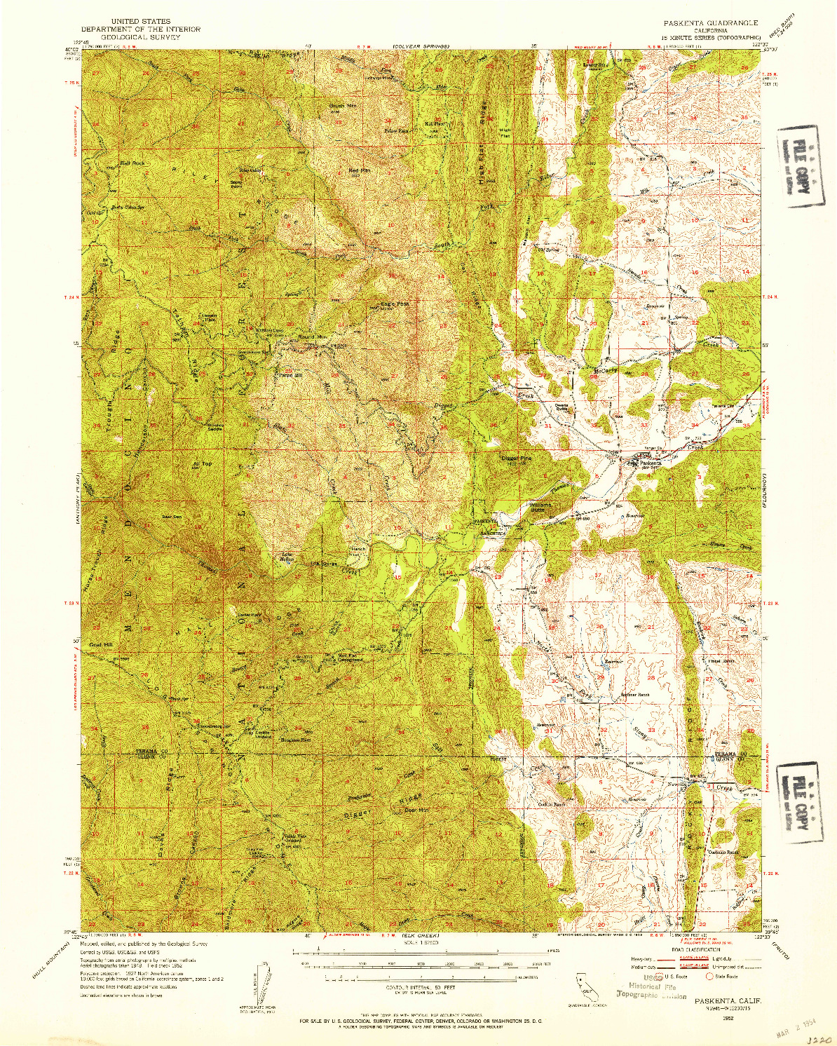 USGS 1:62500-SCALE QUADRANGLE FOR PASKENTA, CA 1952