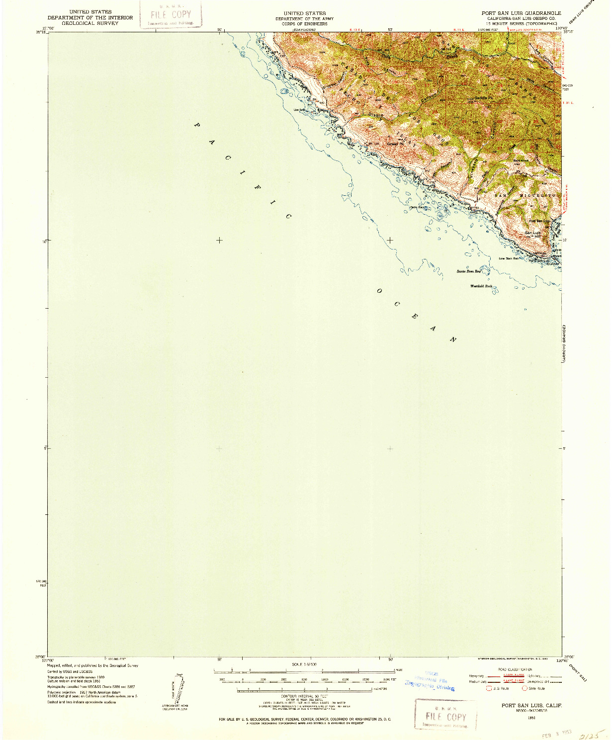 USGS 1:62500-SCALE QUADRANGLE FOR PORT SAN LUIS, CA 1951