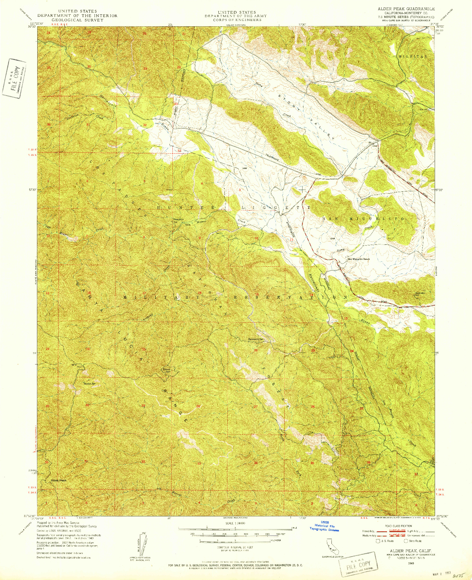 USGS 1:24000-SCALE QUADRANGLE FOR ALDER PEAK, CA 1949