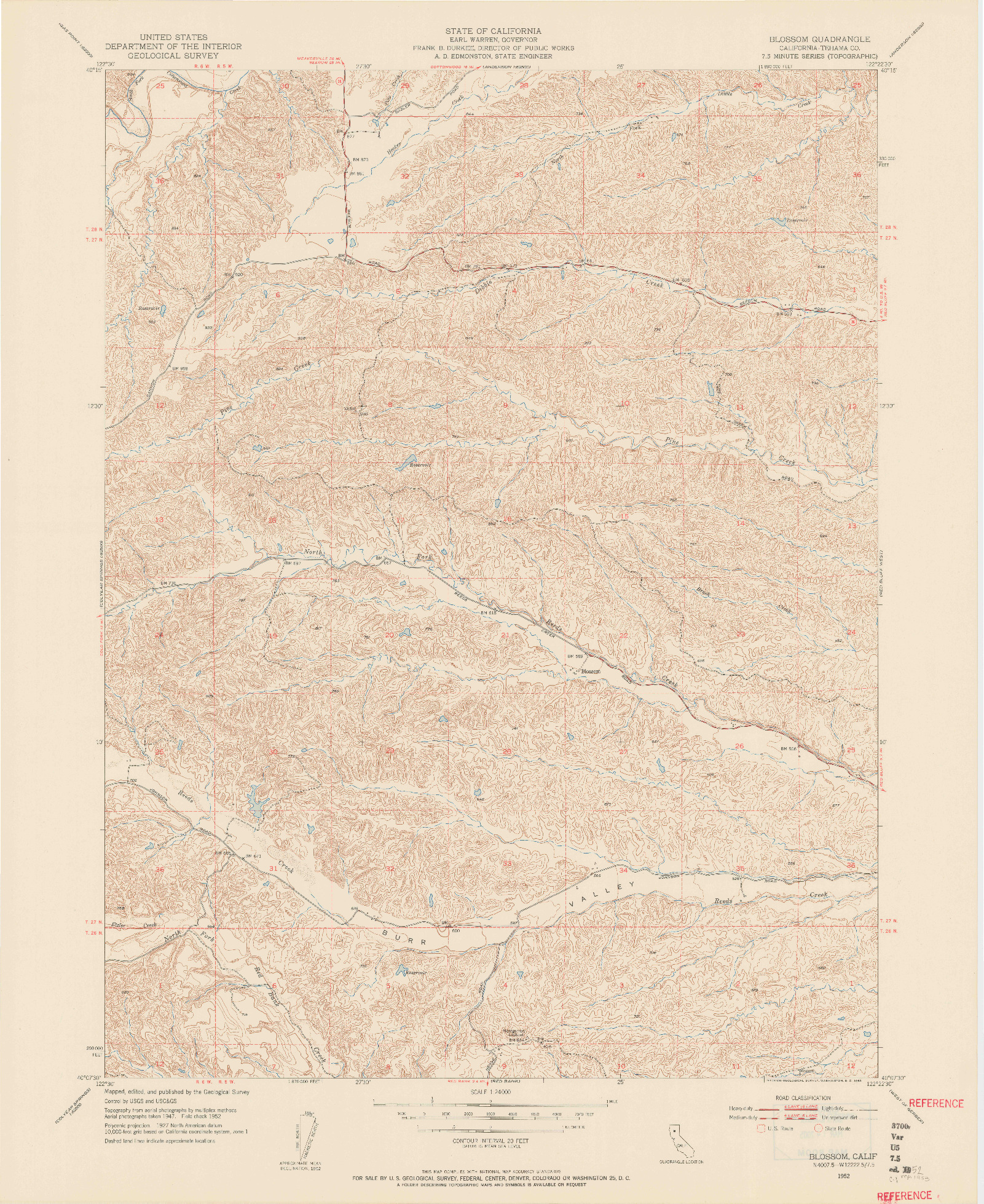 USGS 1:24000-SCALE QUADRANGLE FOR BLOSSOM, CA 1952