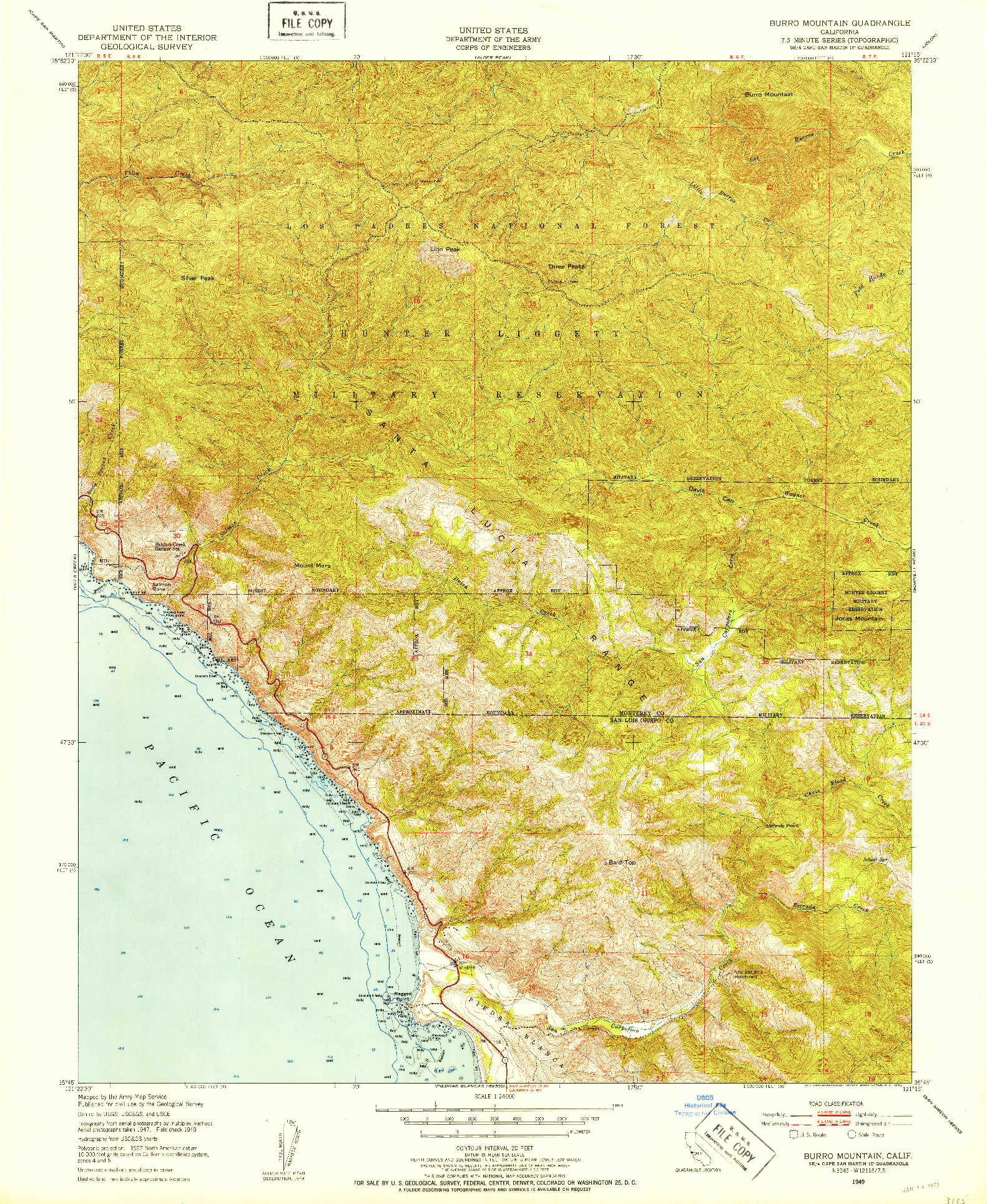 USGS 1:24000-SCALE QUADRANGLE FOR BURRO MOUNTAIN, CA 1949