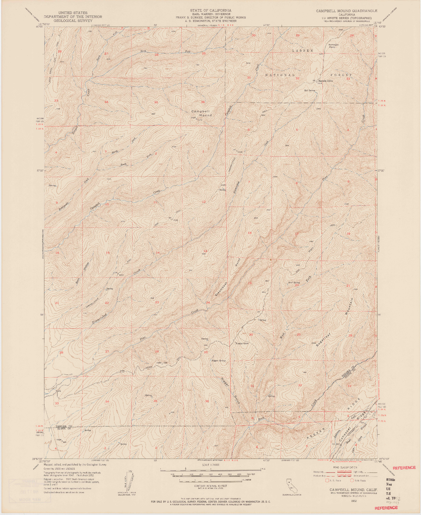USGS 1:24000-SCALE QUADRANGLE FOR CAMPBELL MOUND, CA 1952