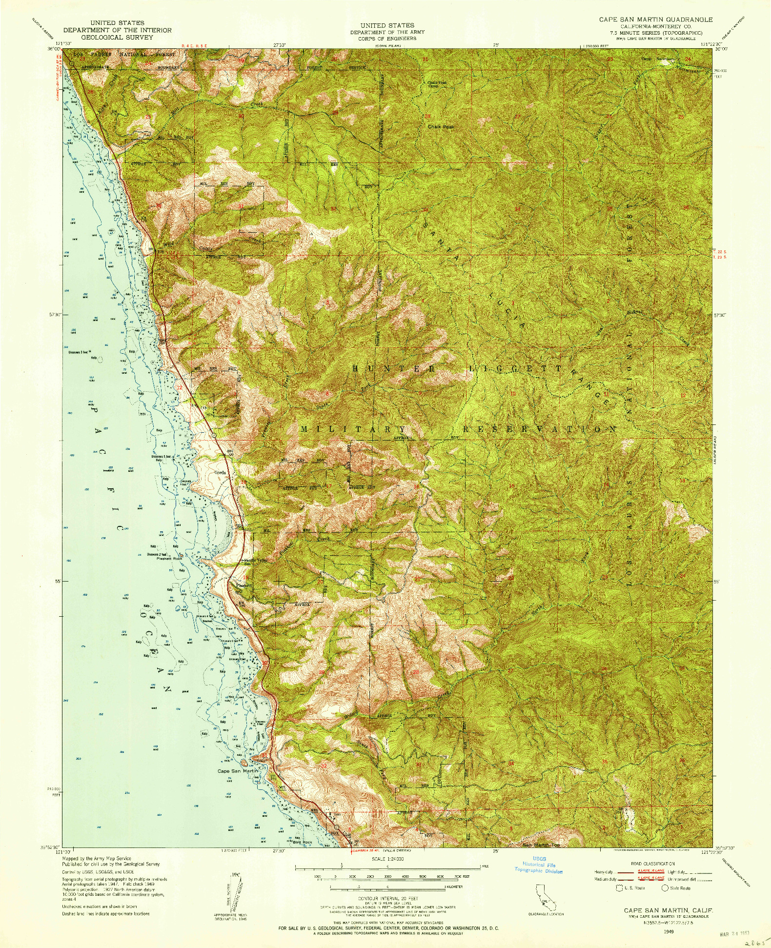 USGS 1:24000-SCALE QUADRANGLE FOR CAPE SAN MARTIN, CA 1949