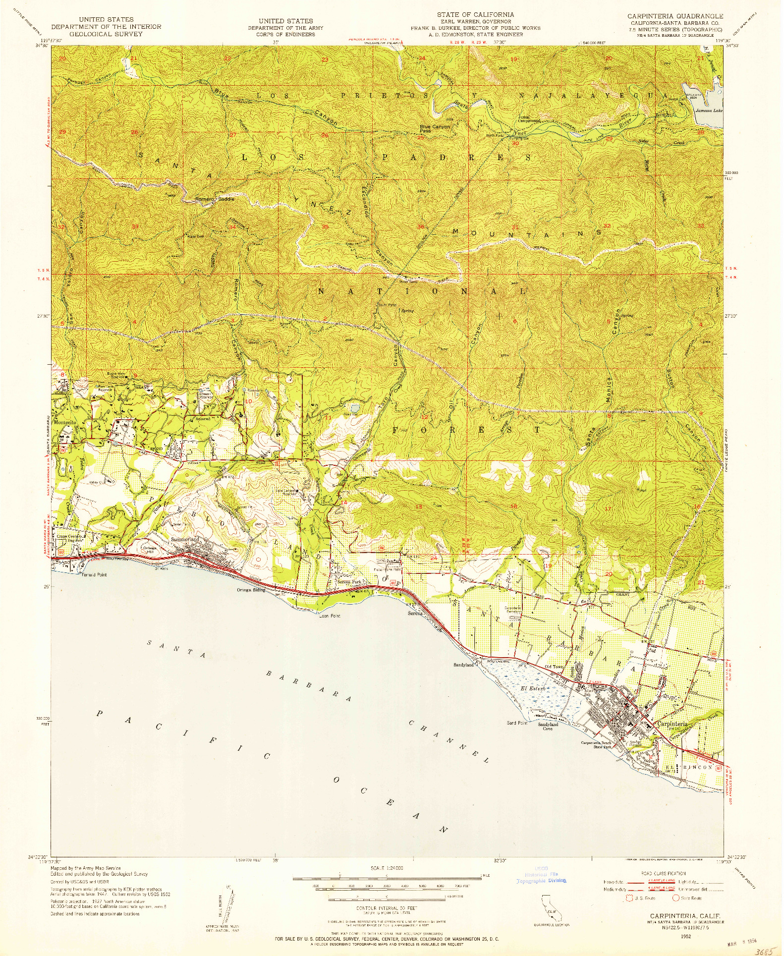 USGS 1:24000-SCALE QUADRANGLE FOR CARPINTERIA, CA 1952
