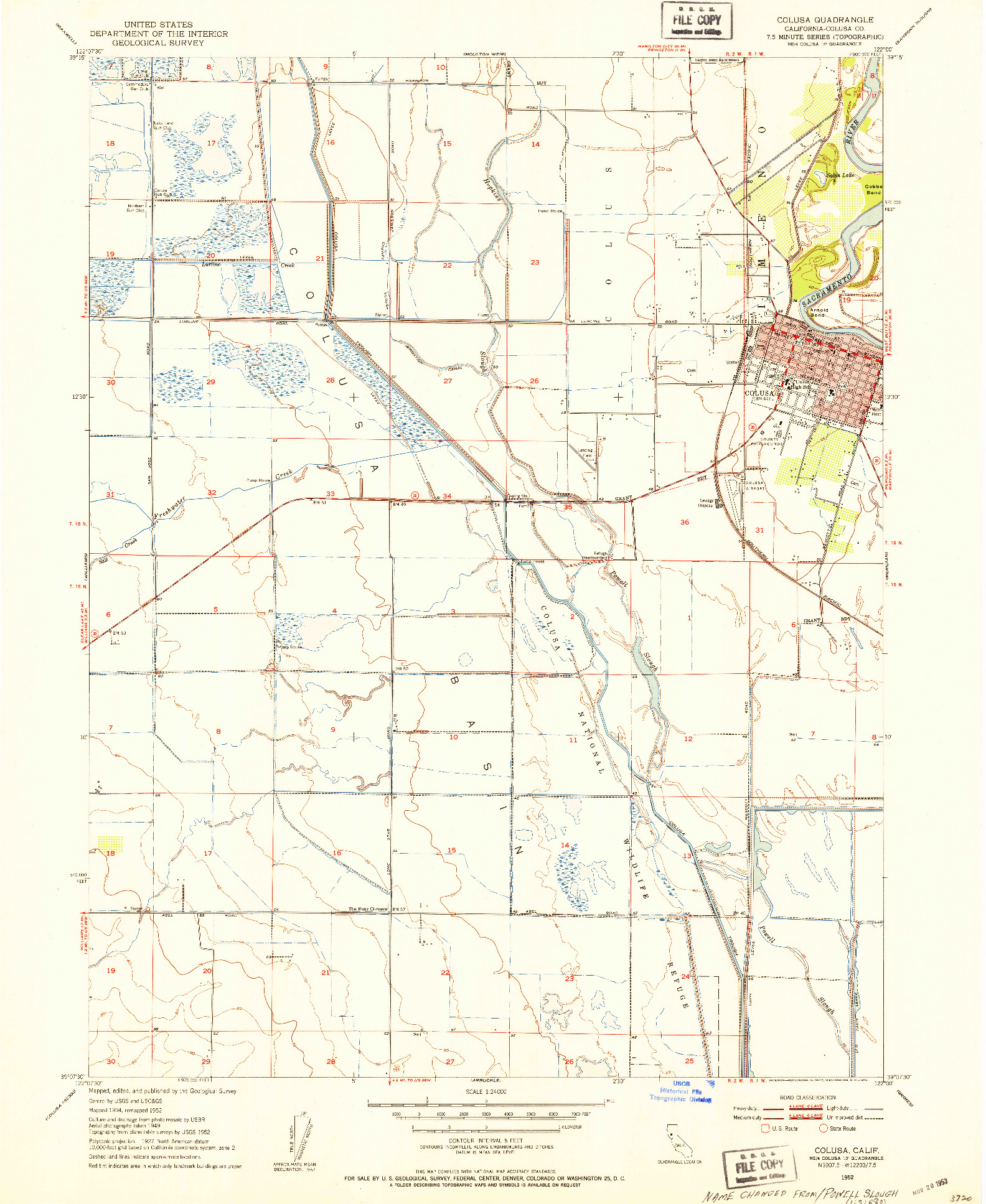 USGS 1:24000-SCALE QUADRANGLE FOR COLUSA, CA 1952