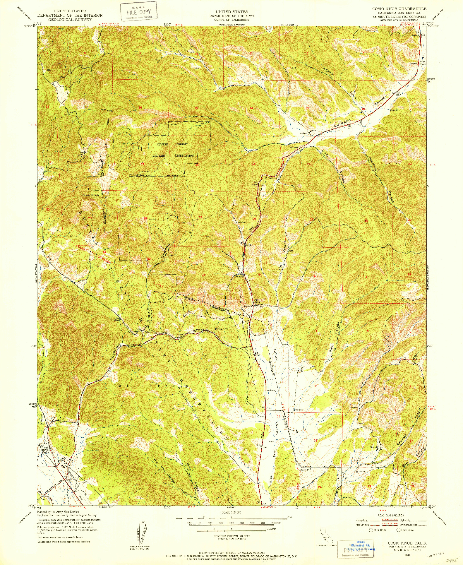 USGS 1:24000-SCALE QUADRANGLE FOR COSIO KNOB, CA 1949