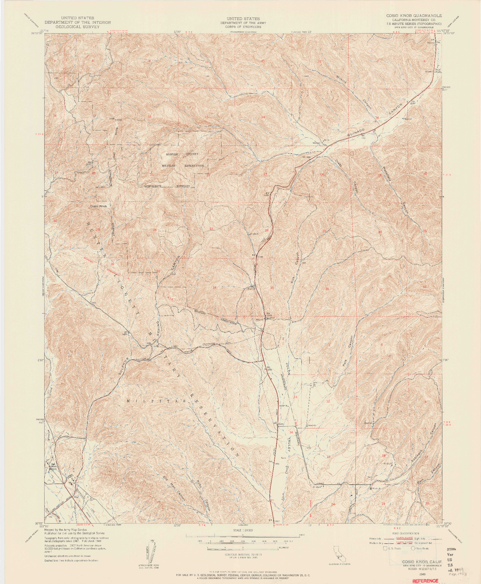 USGS 1:24000-SCALE QUADRANGLE FOR COSIO KNOB, CA 1949